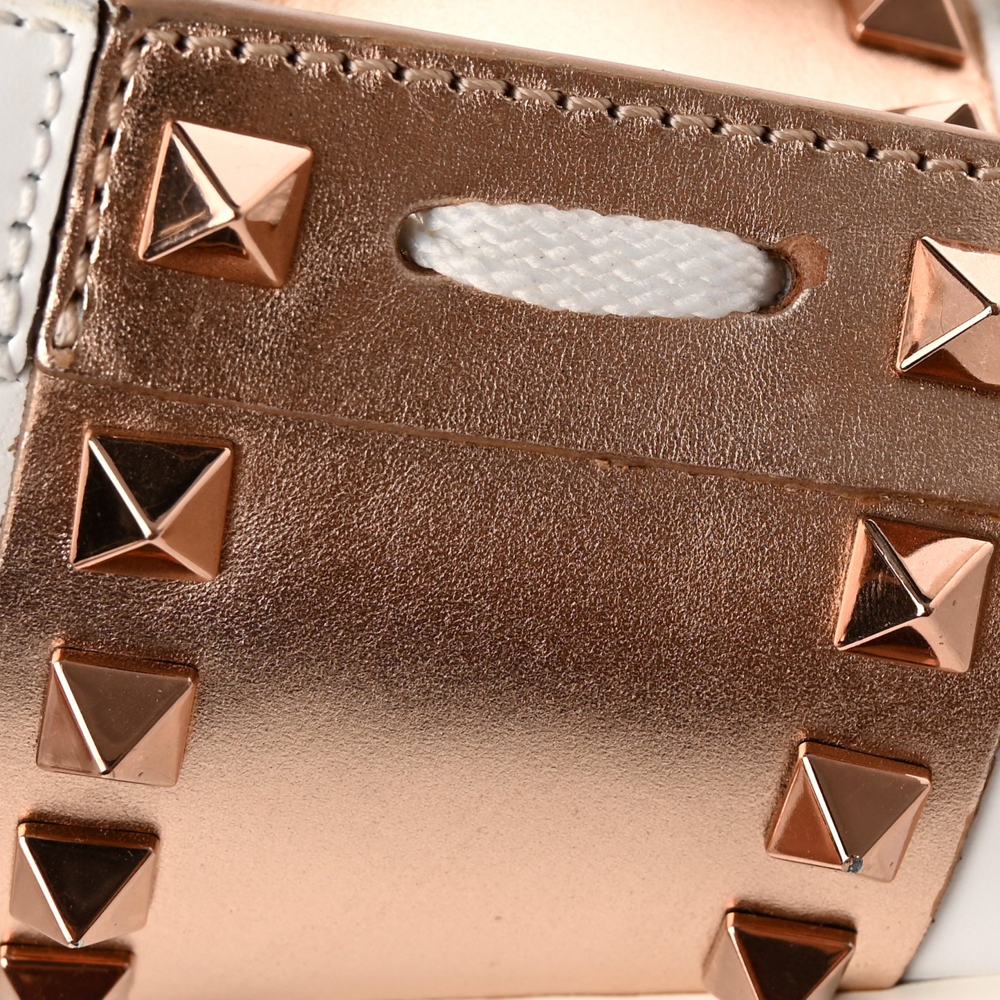 Calfskin Rockstud Open Sneakers 39 White Rose Gold