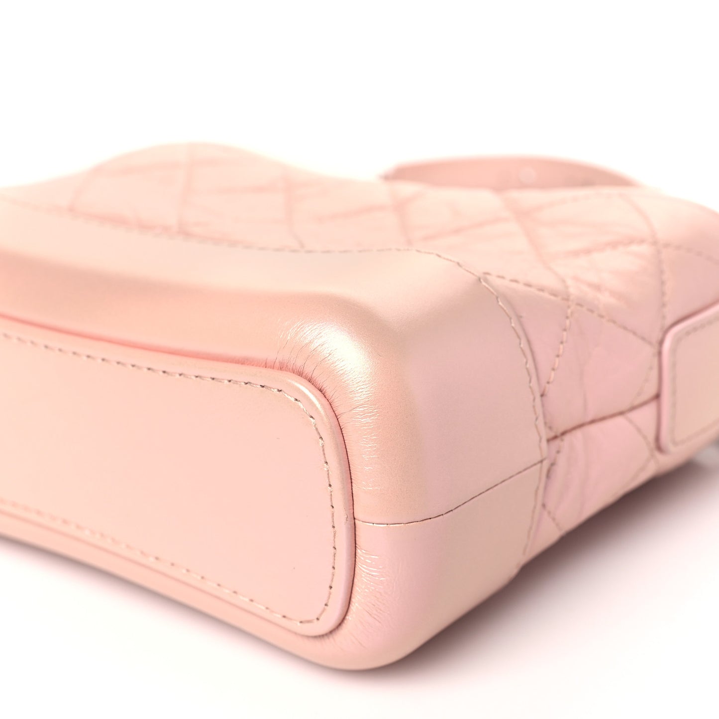 Iridescent Aged Calfskin Quilted Small Gabrielle Hobo Rose