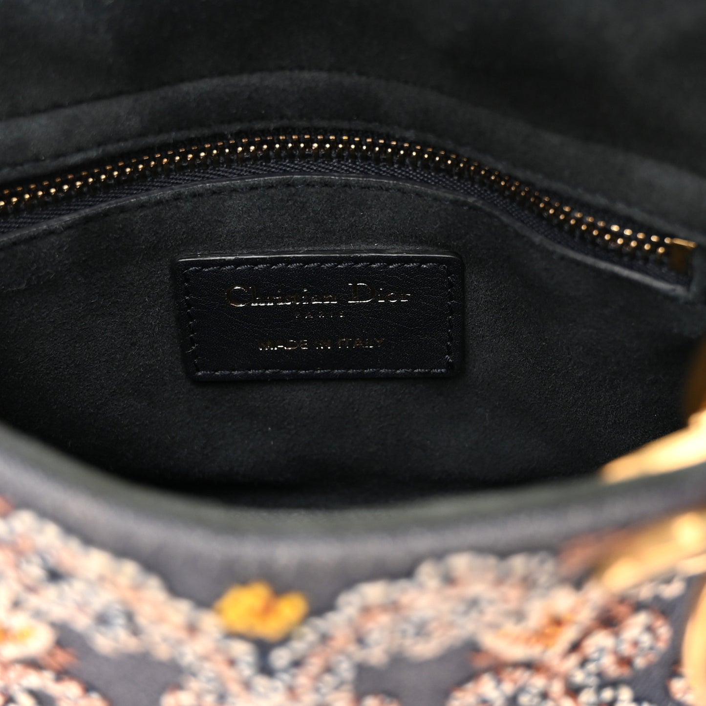 Denim Embroidered Beaded Mini Lady Dior Blue Multicolor