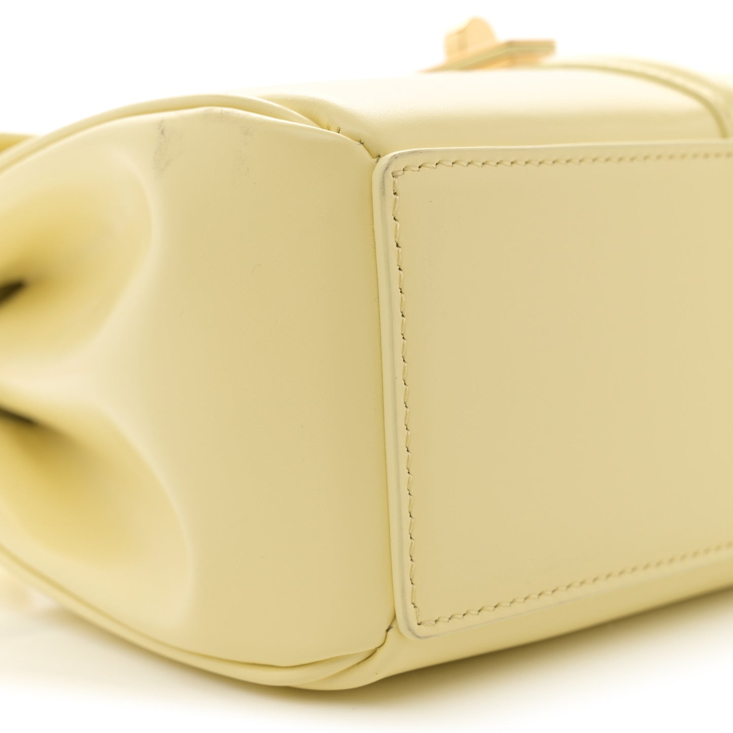 Satinated Calfskin Mini 16 Top Handle Bag Soft Yellow