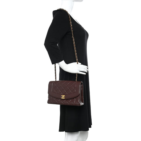 Lambskin Quilted Medium Single Flap Burgundy