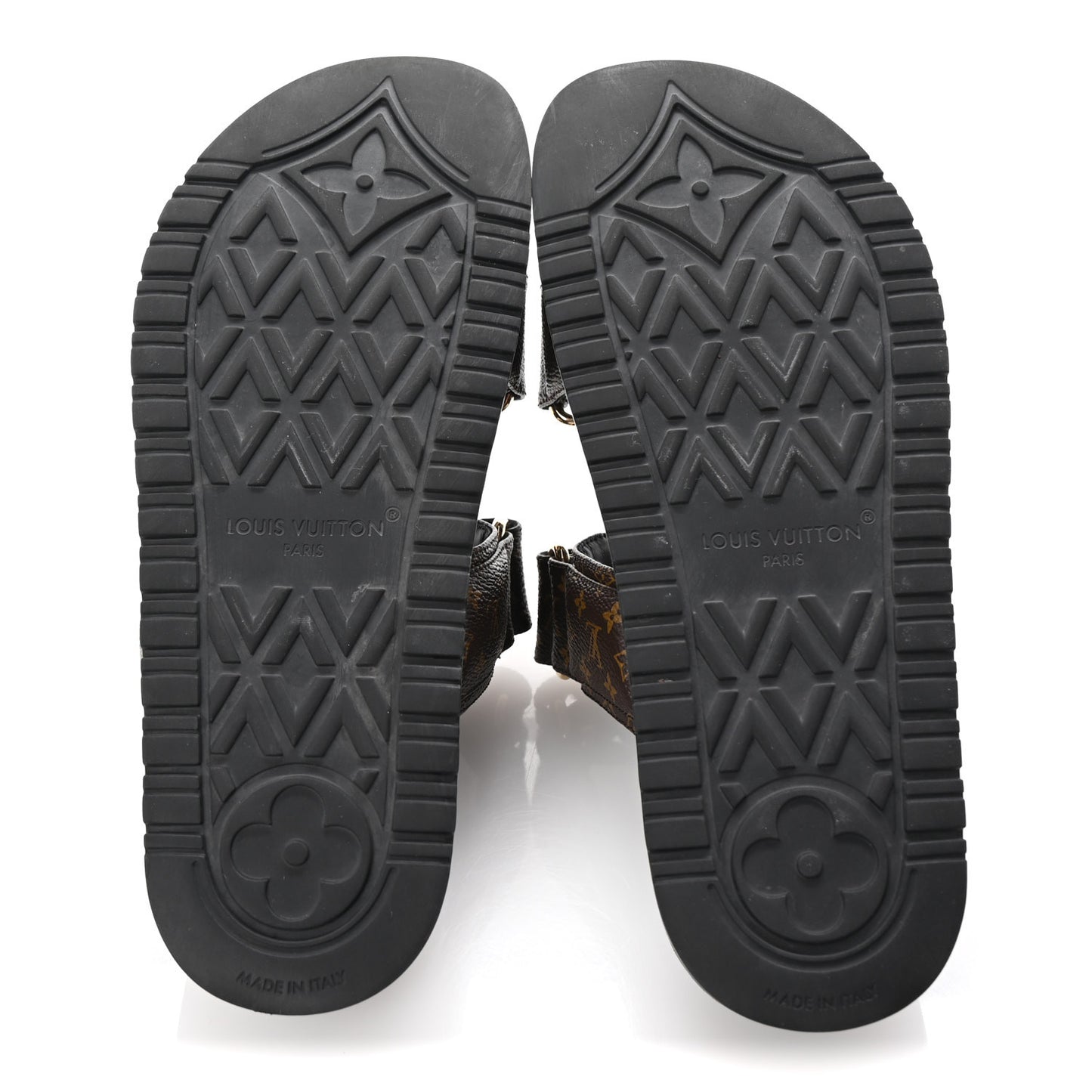 Monogram LV Sunset Comfort Flat Sandals 38.5 Cacao Brown