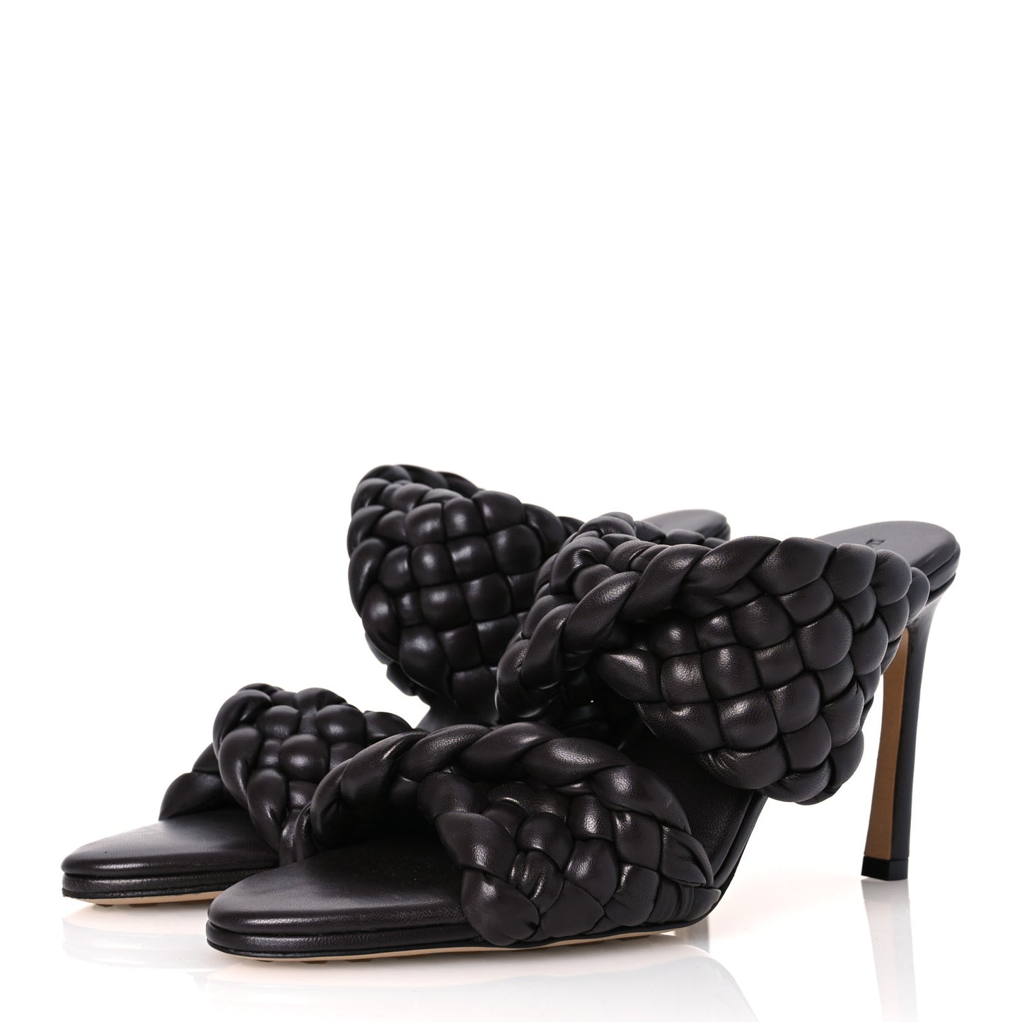 Nappa Twisted Padded Intrecciato Curve Slide Sandals 36 Fondant