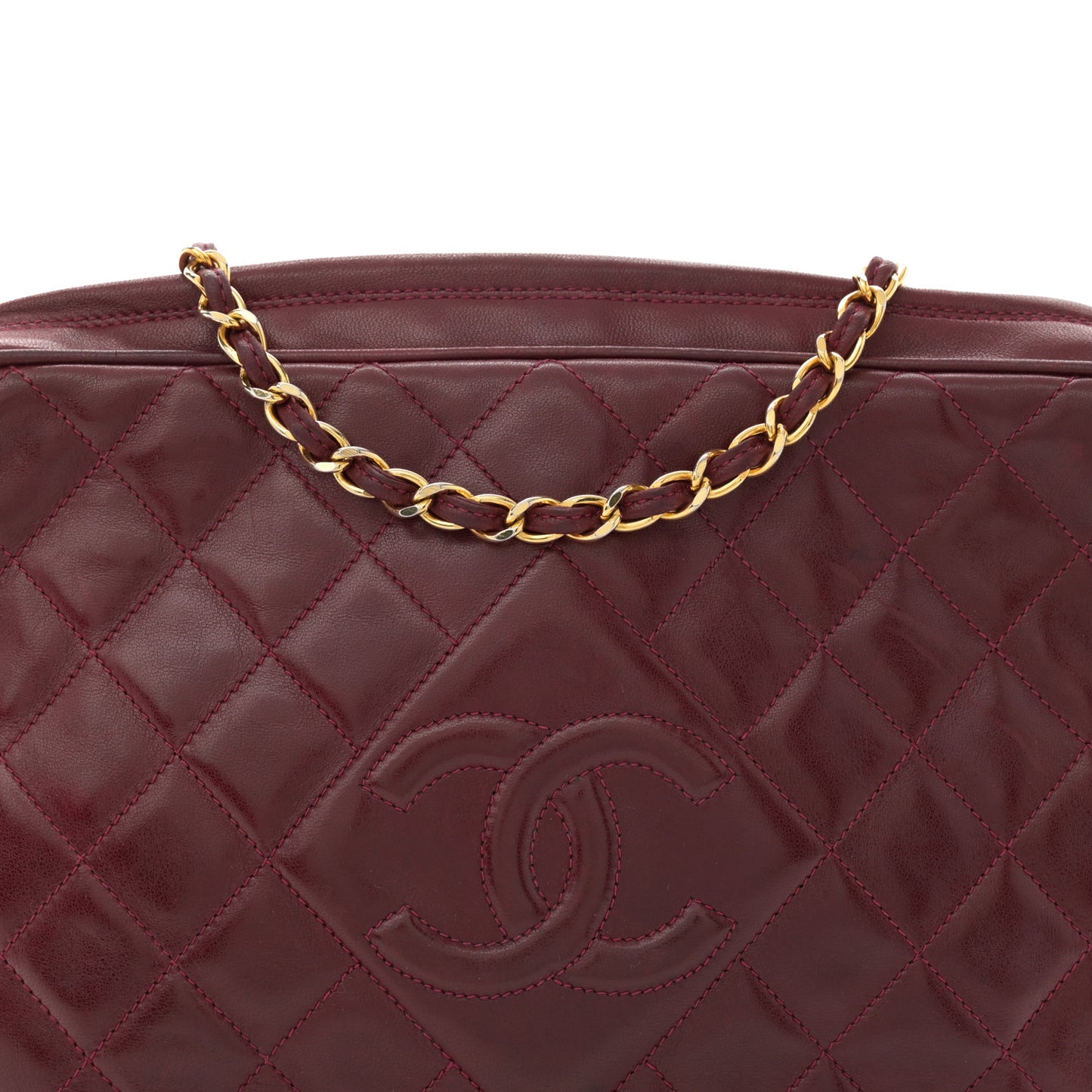 Lambskin Quilted Tassel CC Camera Case Red