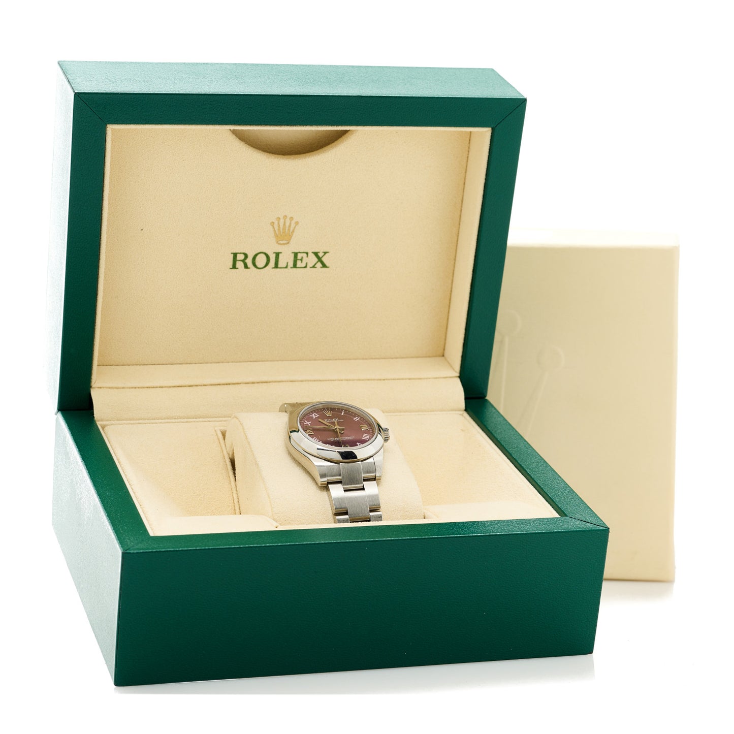Stainless Steel 31mm Oyster Perpetual Watch Red Grape Roman 177200