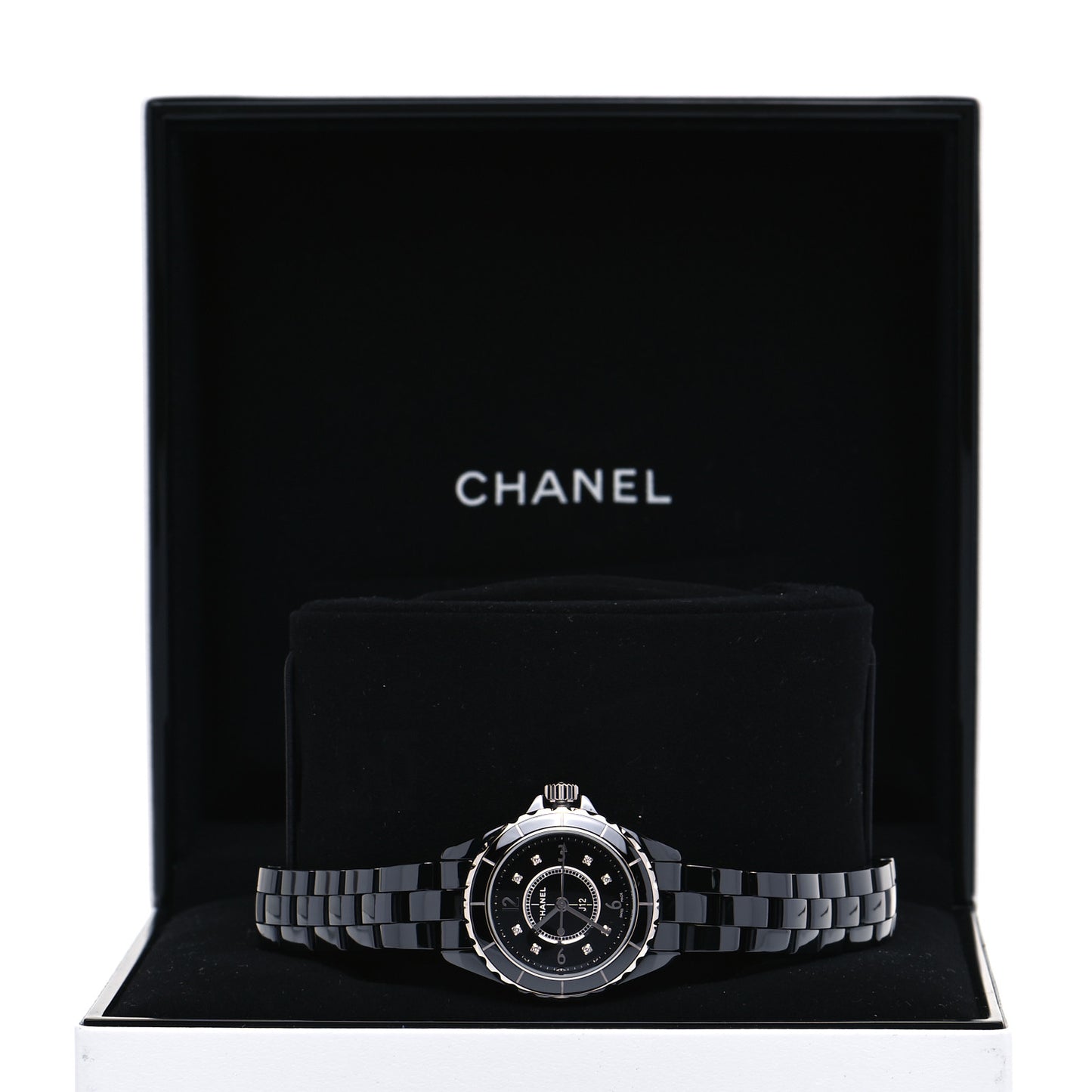 Stainless Steel Ceramic Diamond 29mm J12 Quartz Watch Black