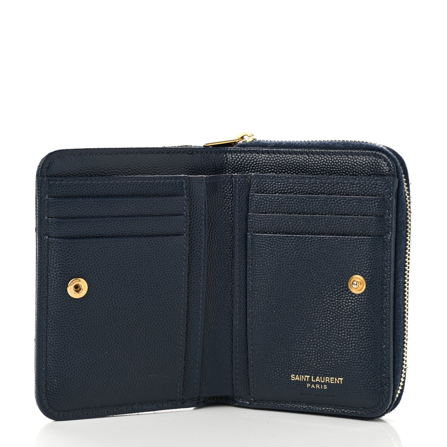 Grain De Poudre Matelasse Chevron Monogram Compact Zip Around Wallet Deep Marine