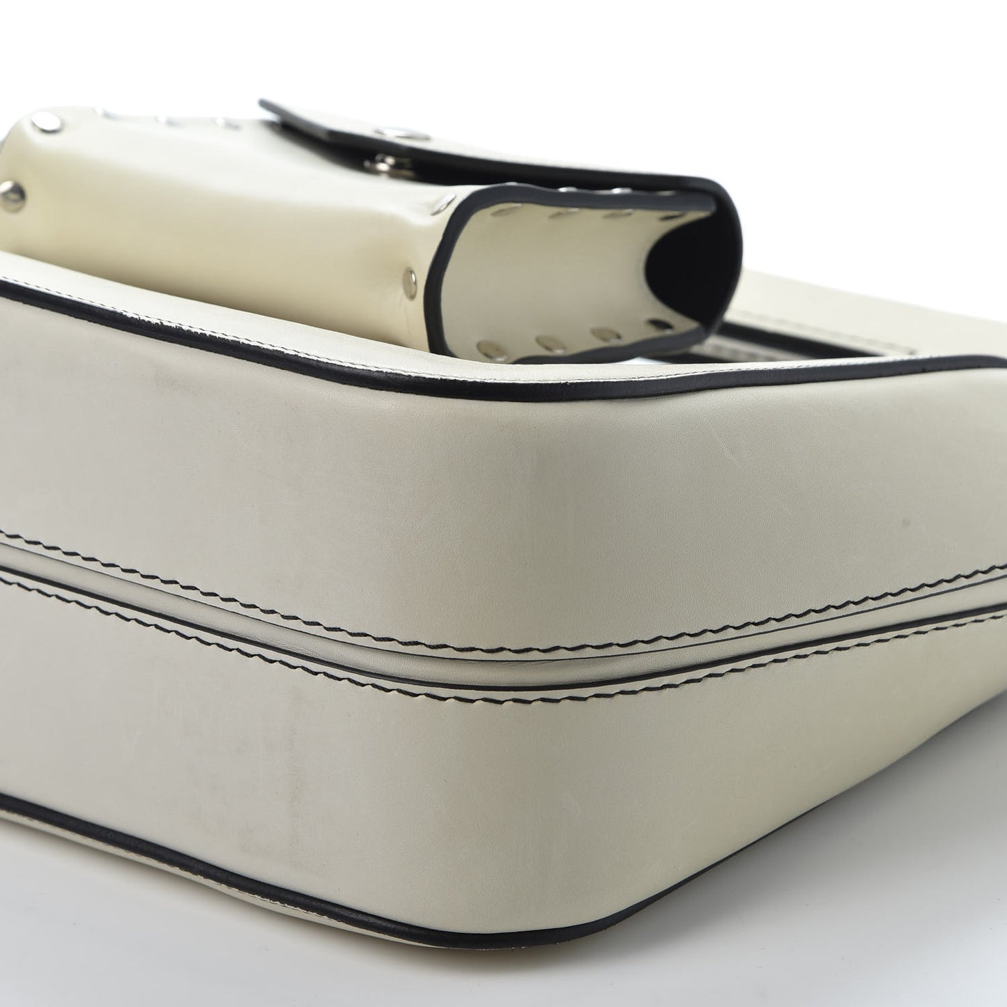 Natural Calfskin Small Square With Pocket White