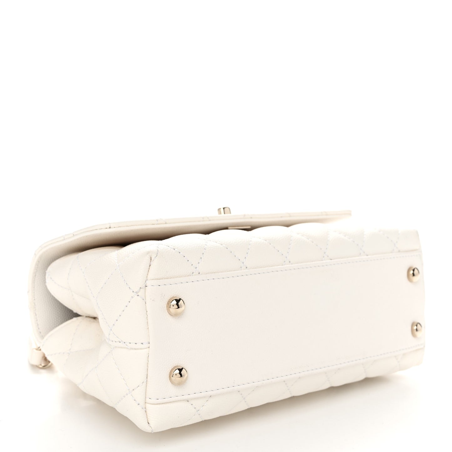 Caviar Quilted Mini Coco Handle Flap White