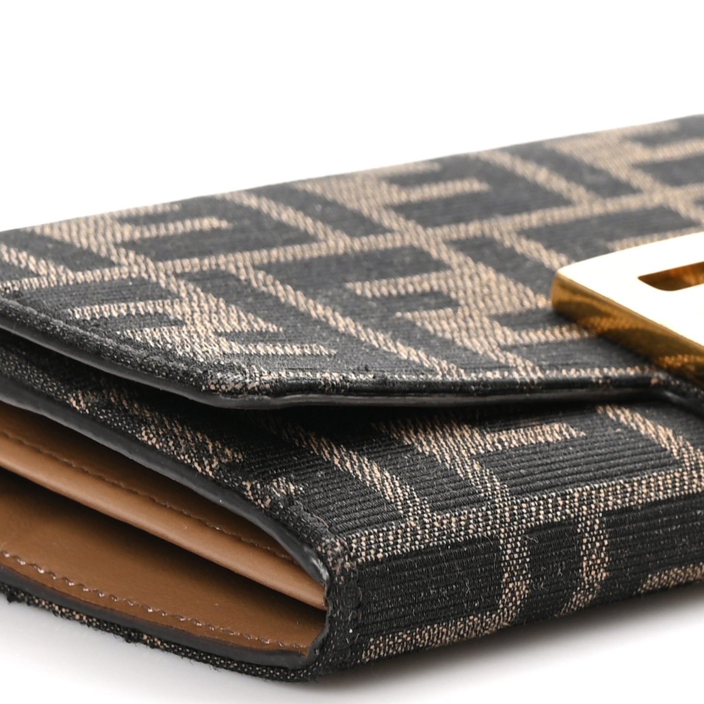Fabric Jacquard FF 1974 Continental Wallet On Chain Tobacco Moro