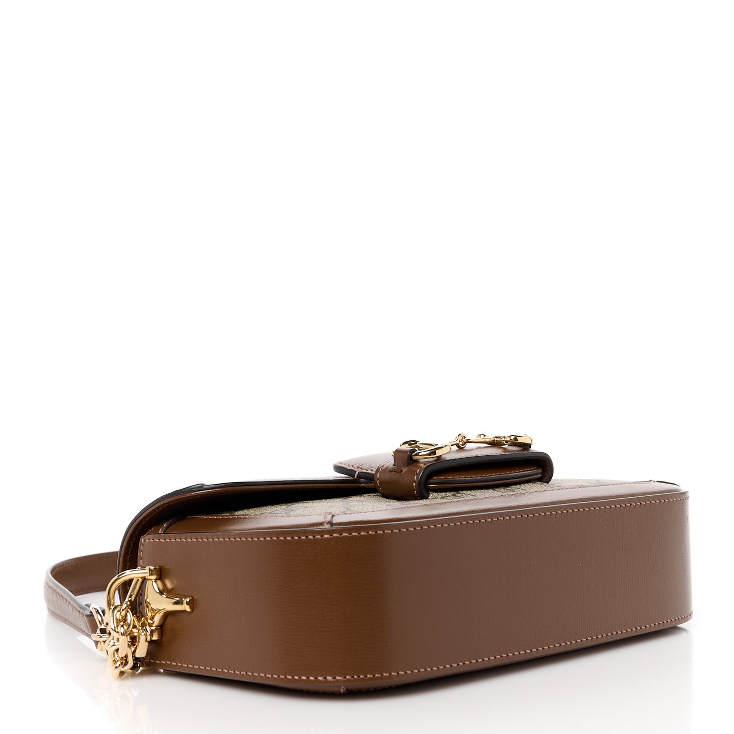GG Supreme Monogram Small Horsebit 1955 Chain Shoulder Bag Beige Ebony Brown Sugar