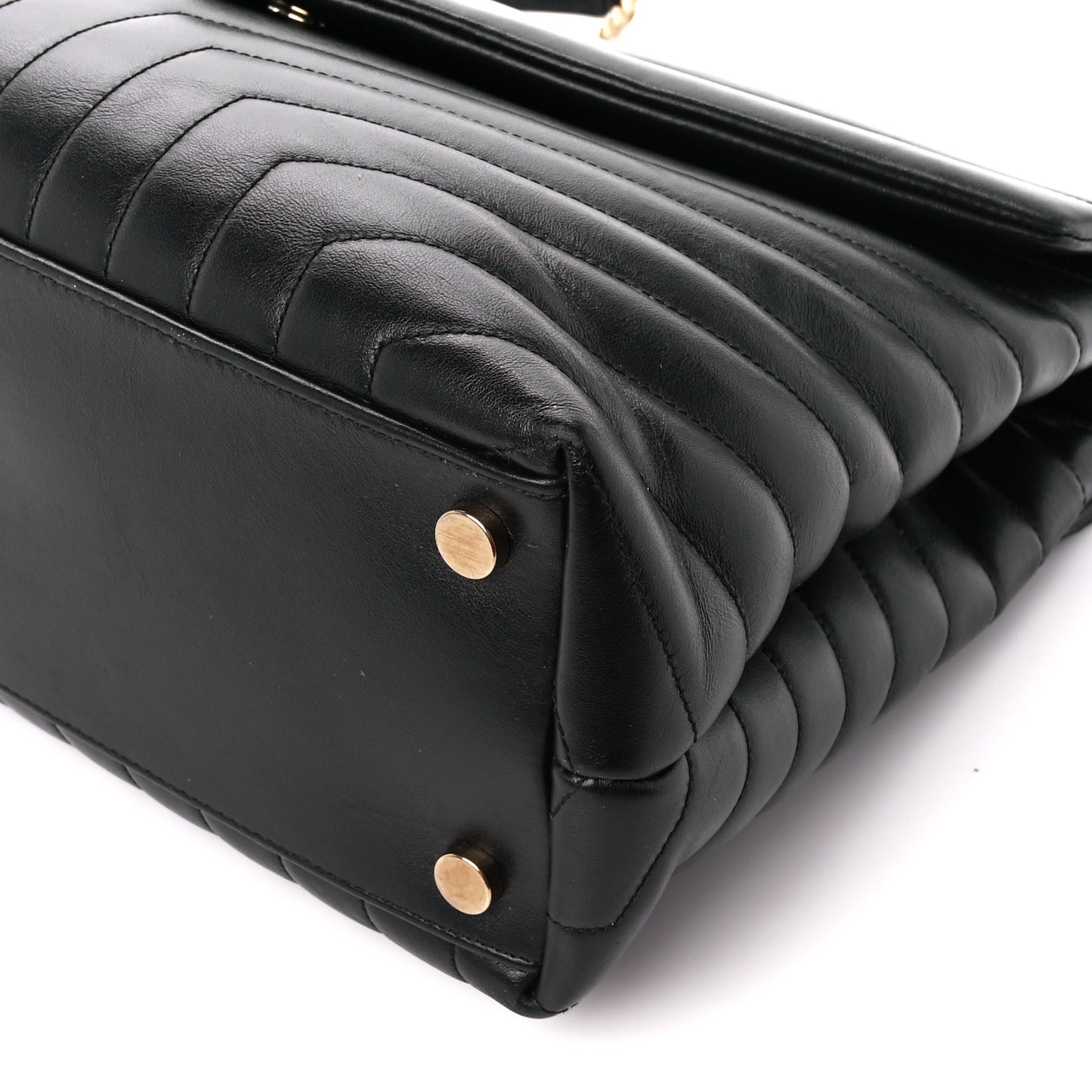 Calfskin Y Quilted Monogram Large Loulou Chain Satchel Black