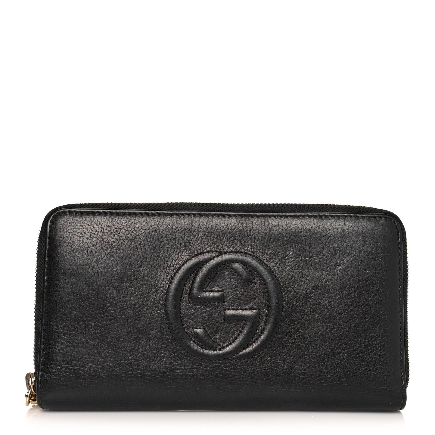 Pebbled Calfskin Soho Zip Around Wallet Black