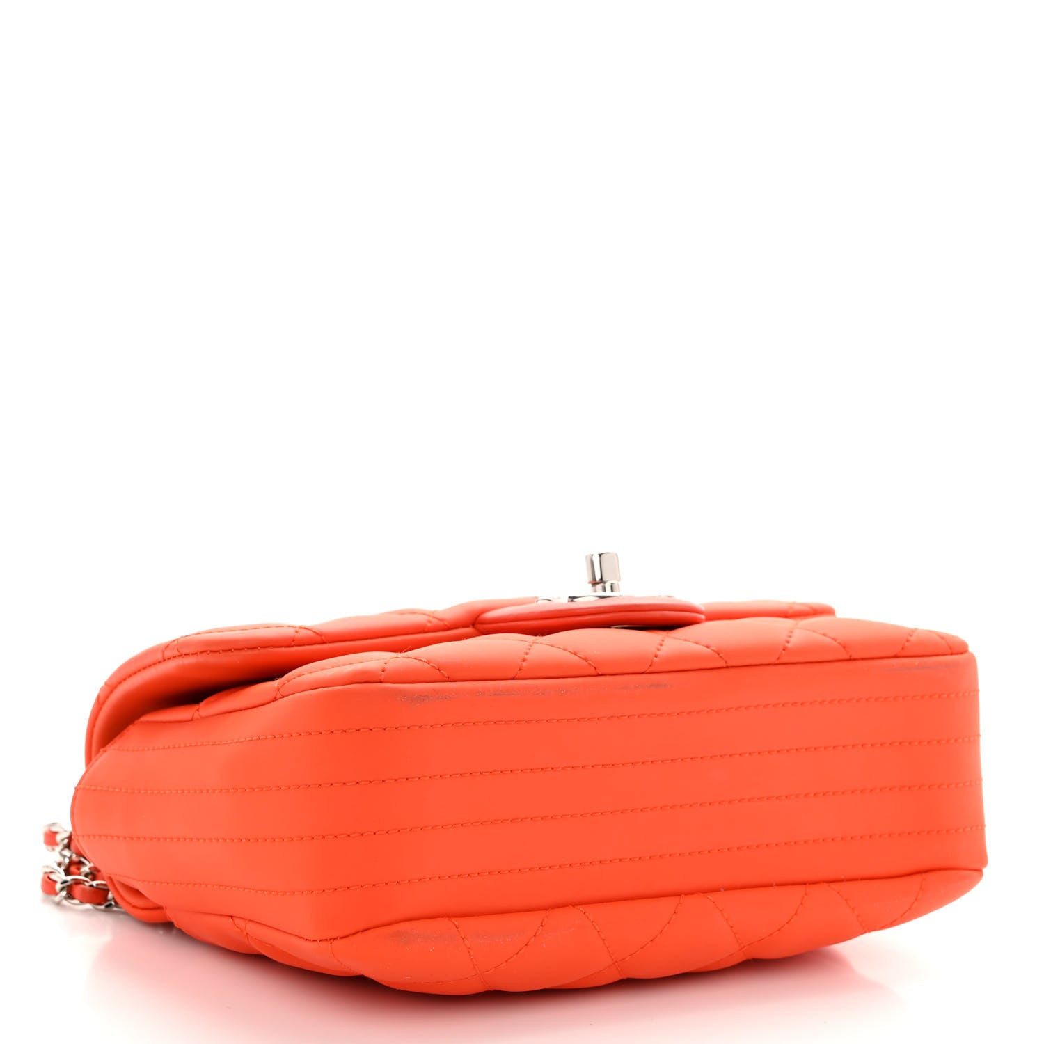 Chanel Rubber Quilted Lambskin Mini Square Coco Rain Flap Orange 4 of 10