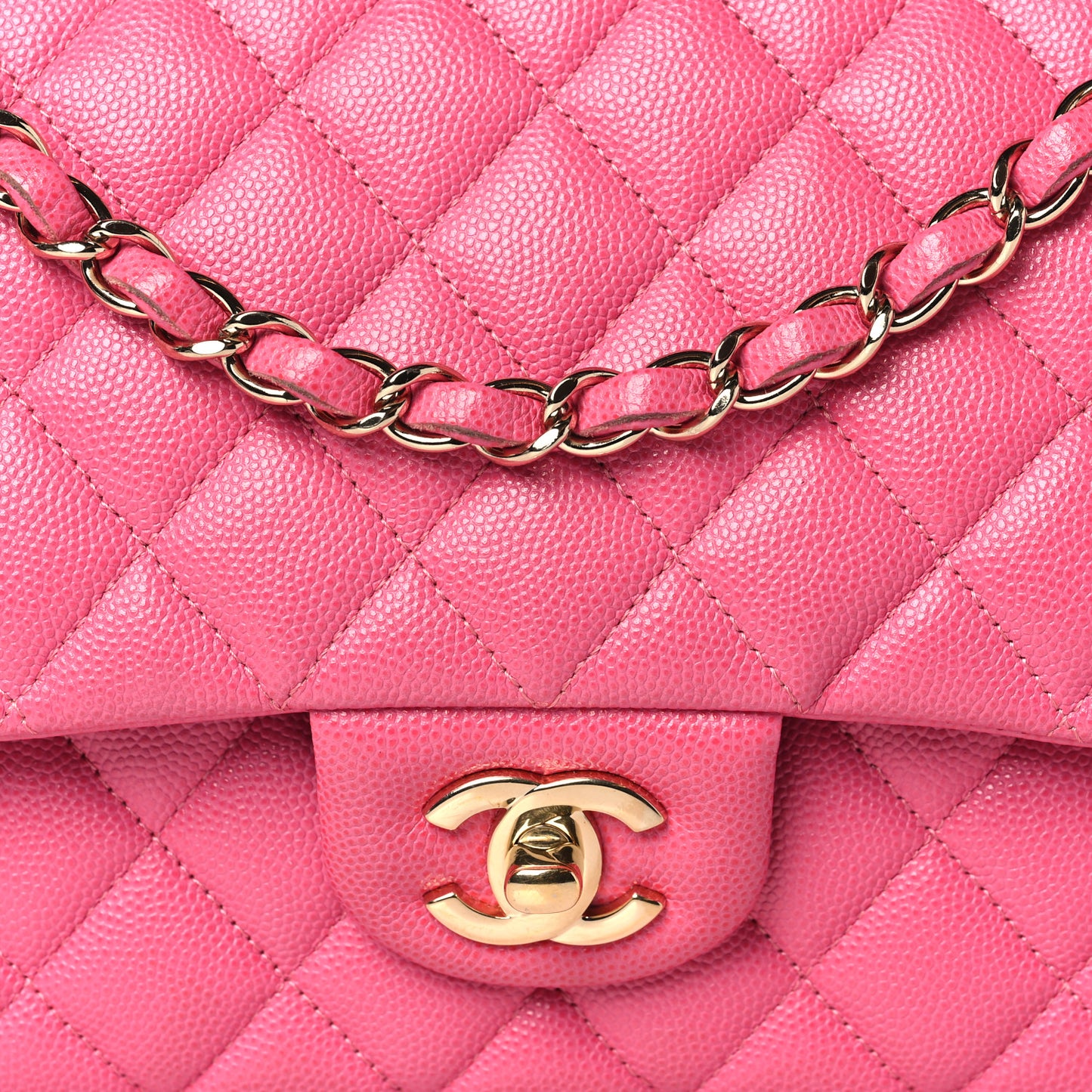 Caviar Quilted Medium Double Flap Pink