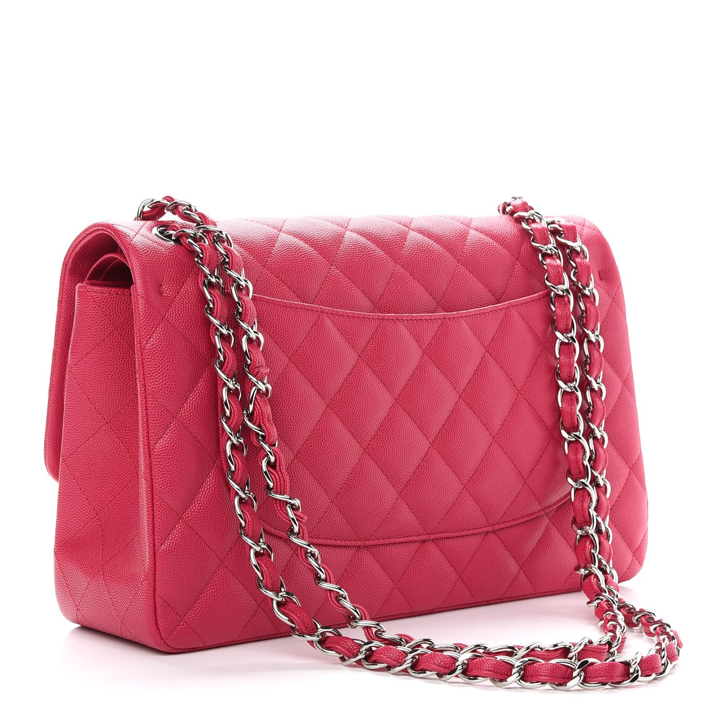 Caviar Quilted Jumbo Double Flap Dark Pink