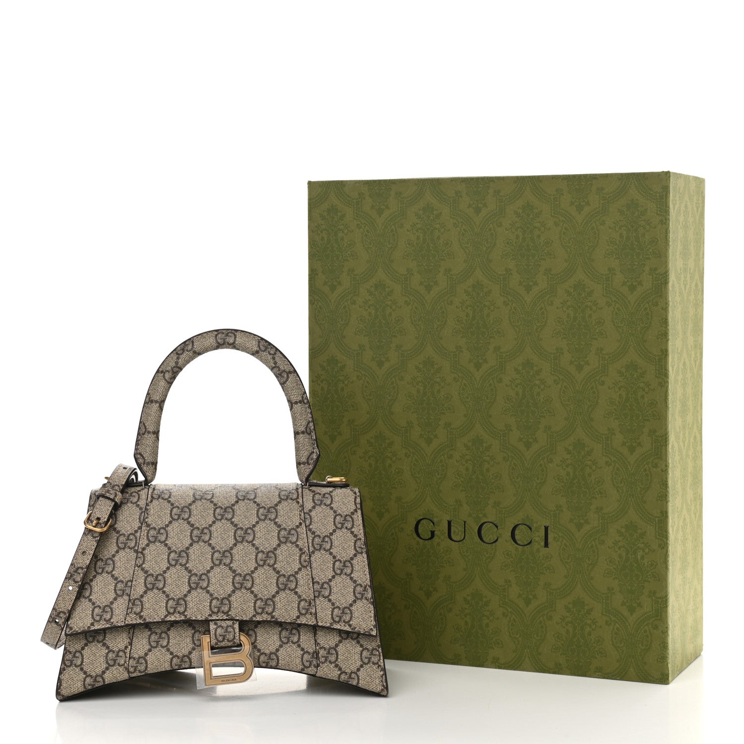 Balenciaga X GUCCI GG Supreme Monogram Small Hourglass Top Handle Bag Beige Ebony 12 of 12