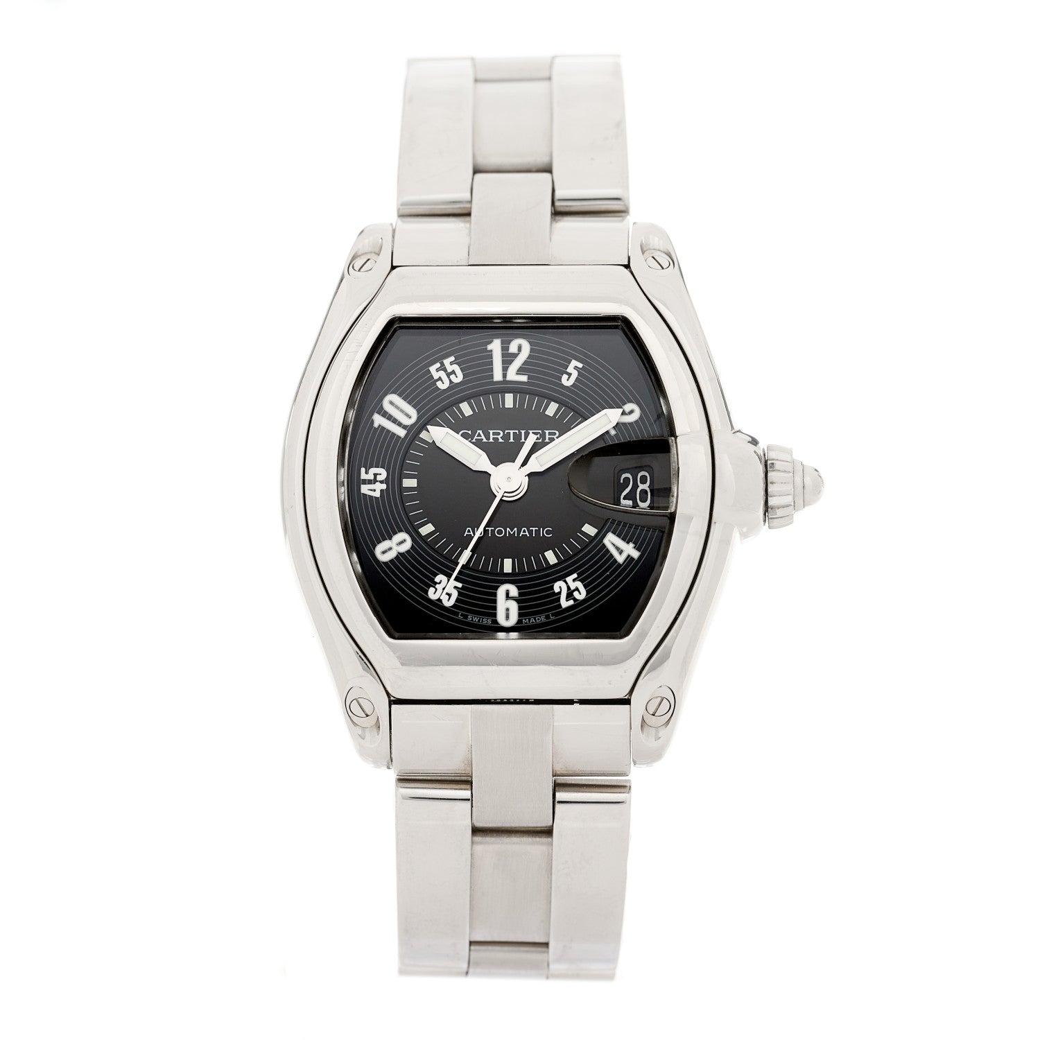 Cartier Stainless Steel 37mm Roadster Automatic Watch Black 1 of 4