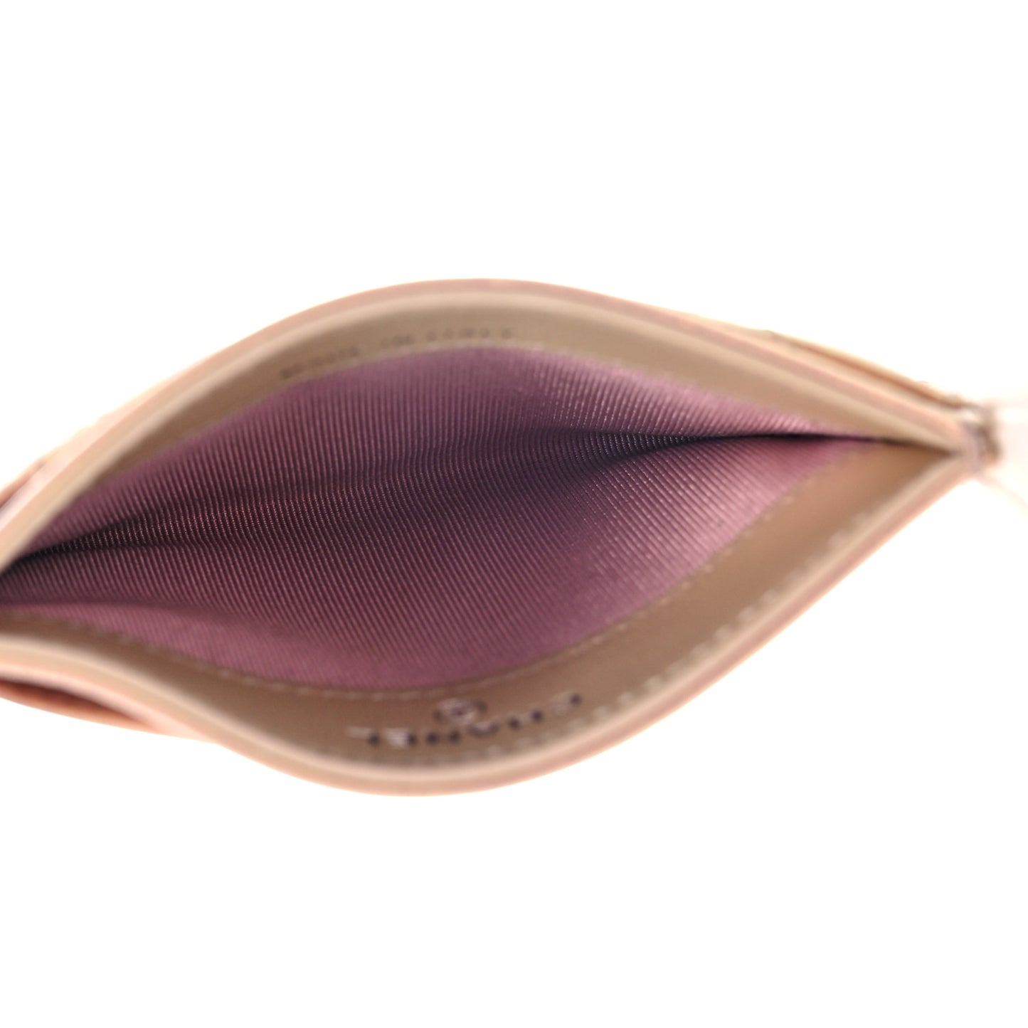 Iridescent Calfskin Quilted Card Holder Pink