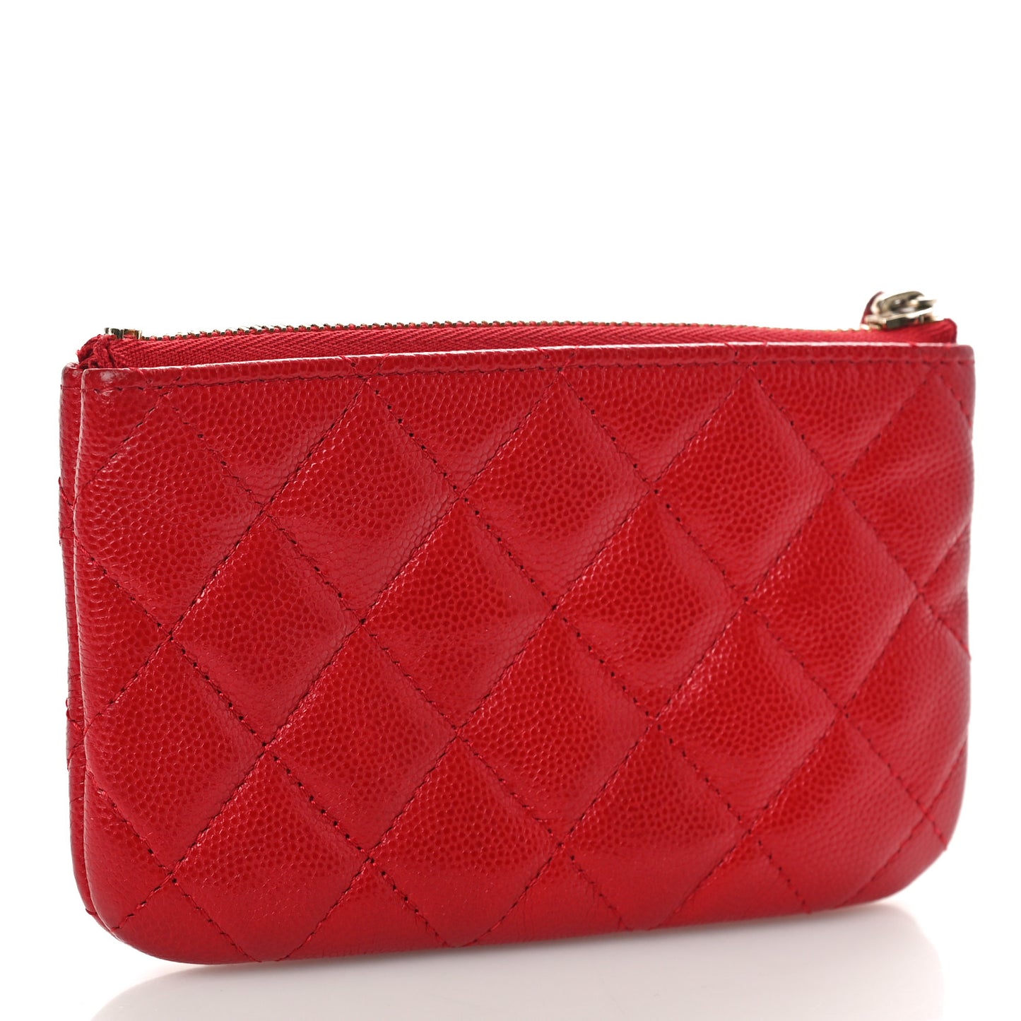 Caviar Quilted Small Cosmetic Case Red