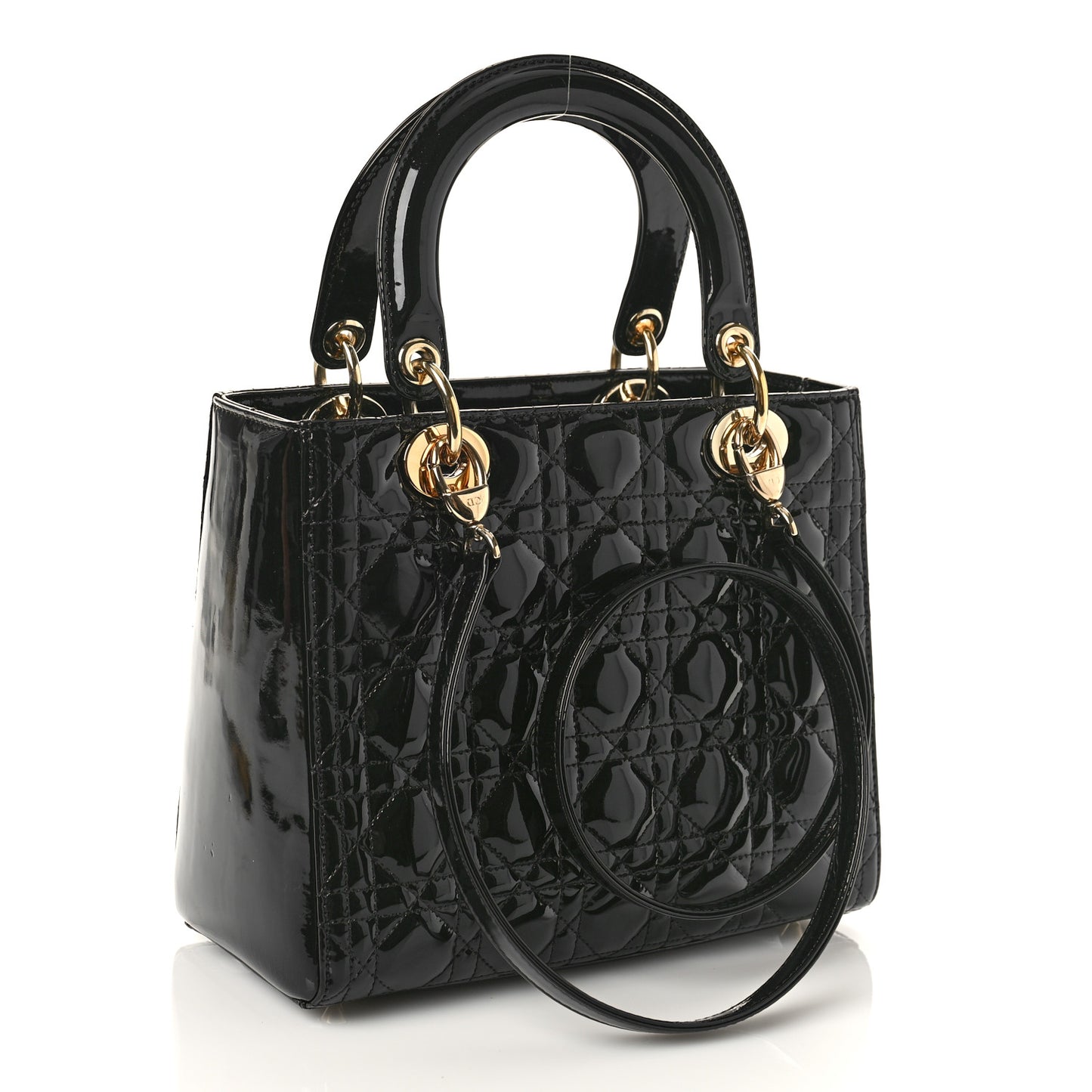 Patent Cannage Medium Lady Dior Black