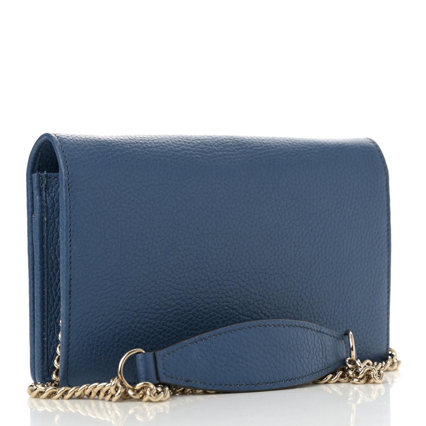 Pebbled Calfskin Soho Wallet on Chain Caspian