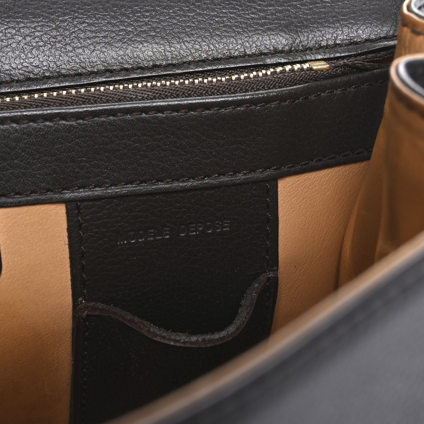 Grained Calfskin MM Brillant Satchel Brown