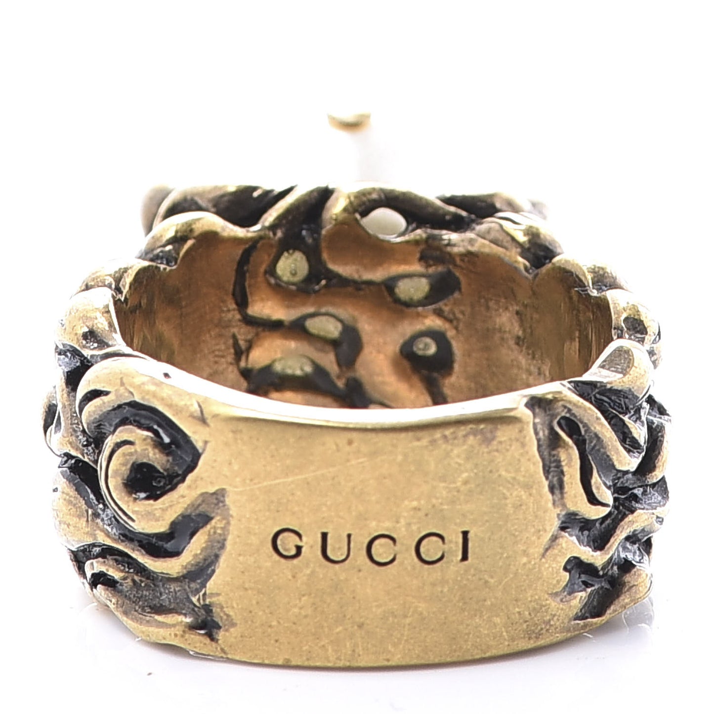 Metal Pearl Ring 21 Aged Gold