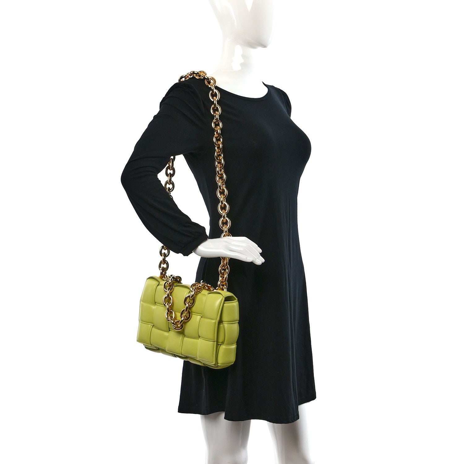 Bottega Veneta Lambskin Maxi Intreccio Padded Chain Cassette Crossbody Bag Seagrass 2 of 9