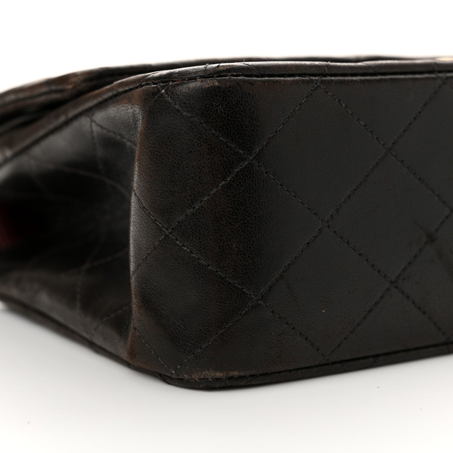 Lambskin Quilted Medium Double Flap Dark Brown