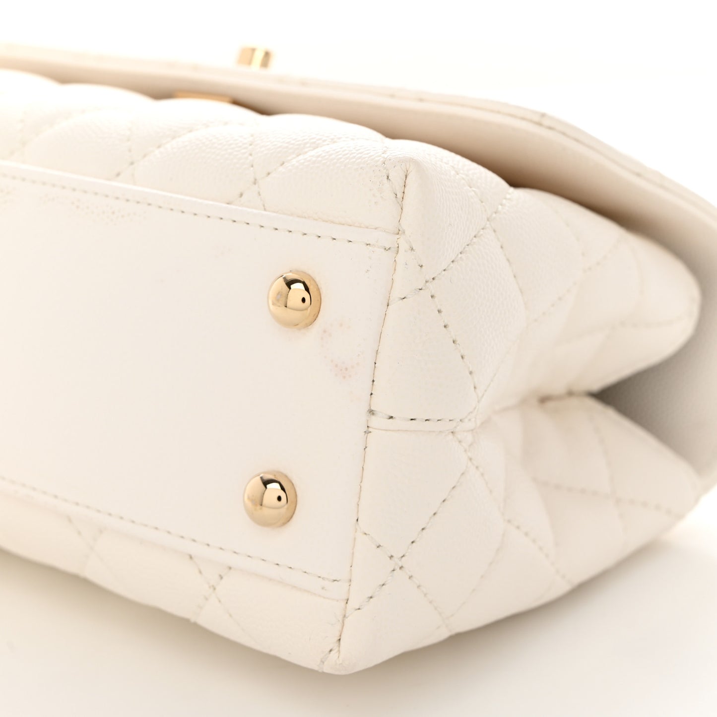 Caviar Quilted Mini Coco Handle Flap White