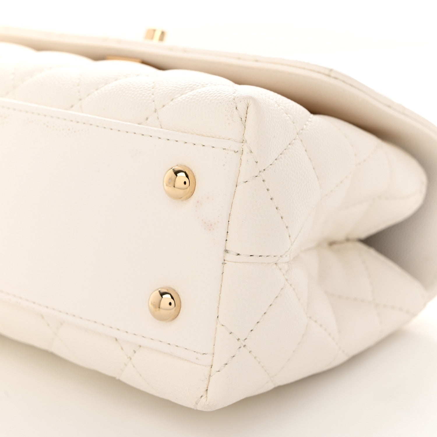 Chanel Caviar Quilted Mini Coco Handle Flap White 9 of 10