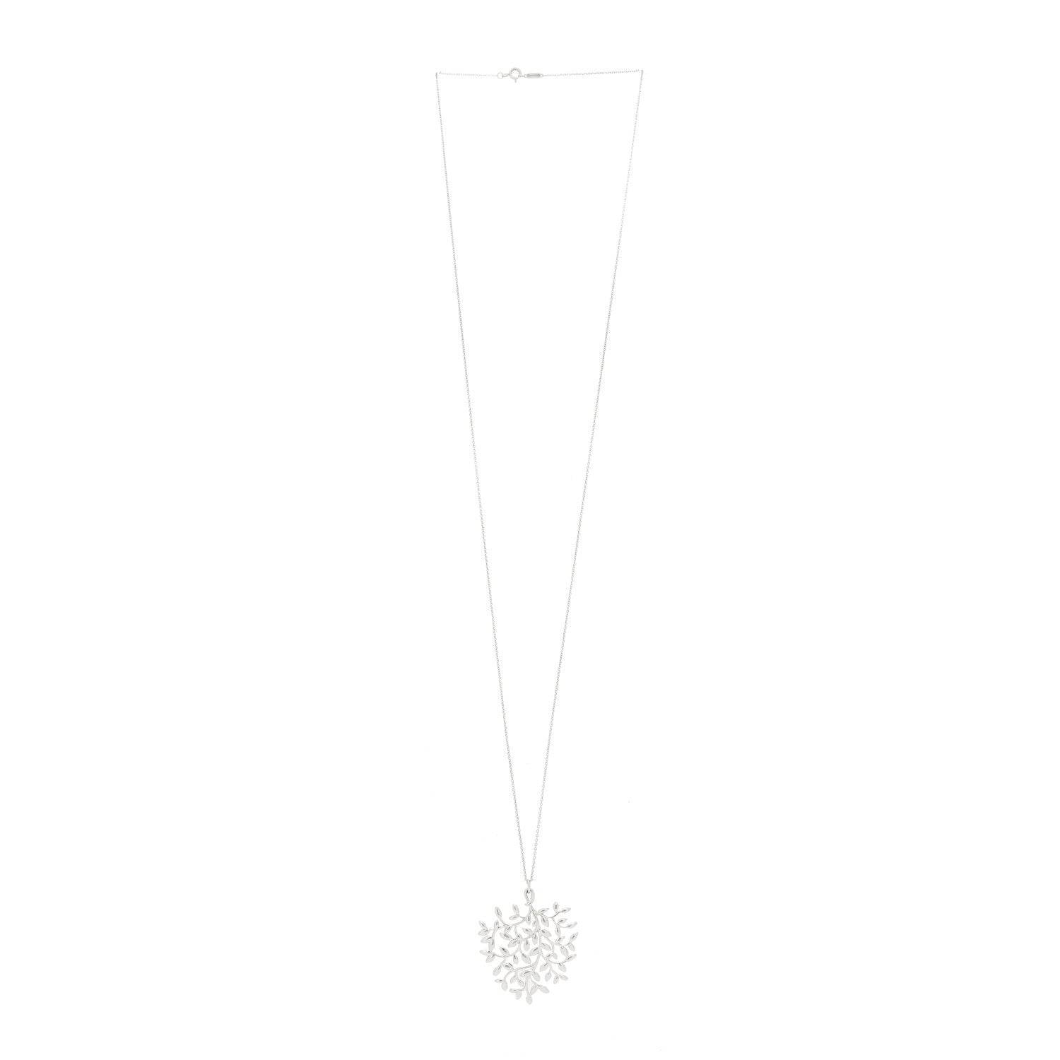 Tiffany Sterling Silver Paloma Picasso Olive Leaf Heart Branch Pendant Necklace 3 of 5