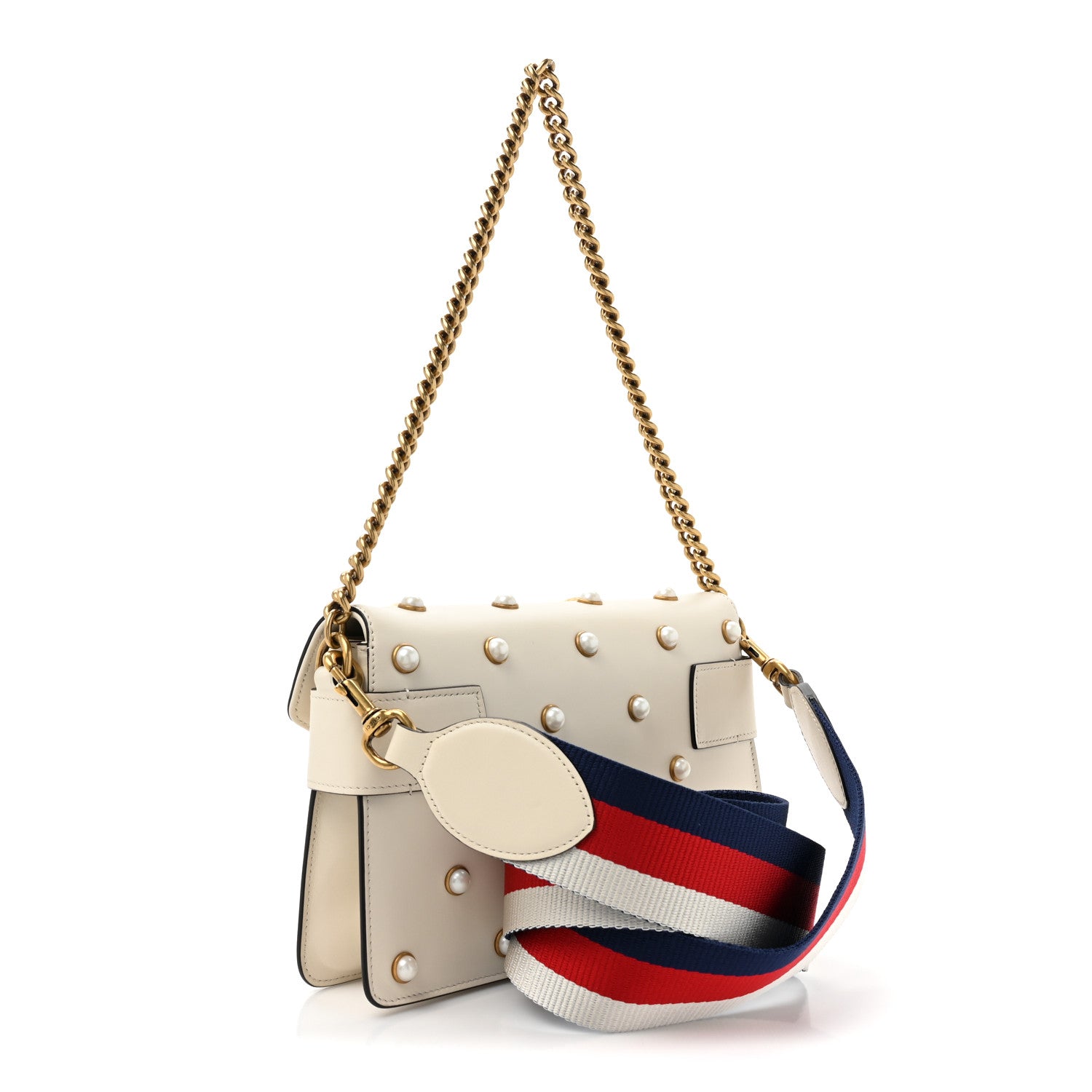 Gucci Nappa Pearl Studded Mini Queen Margaret Broadway Shoulder Bag Mystic White 3 of 12