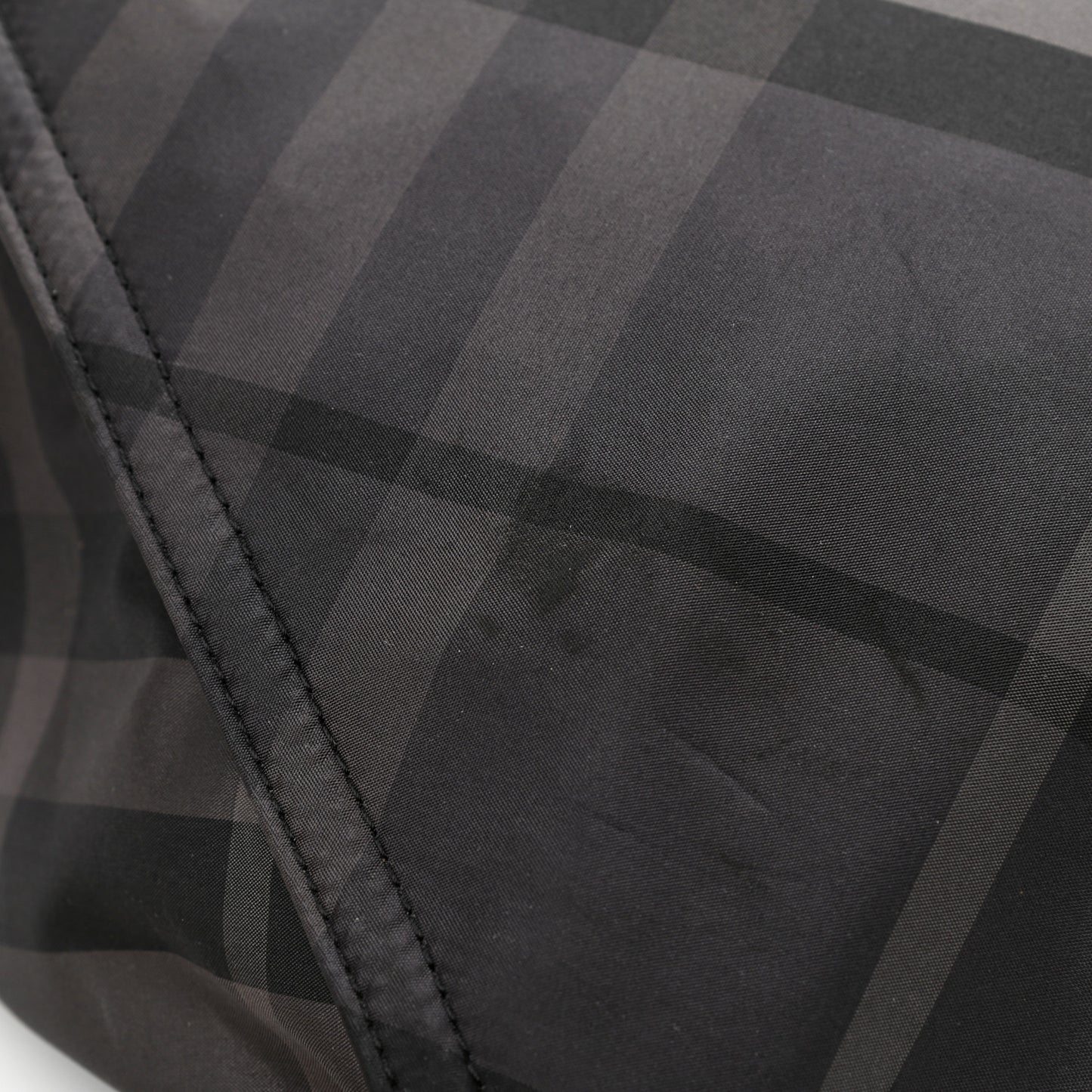 Nylon Check Buckleigh Packable Tote Charcoal