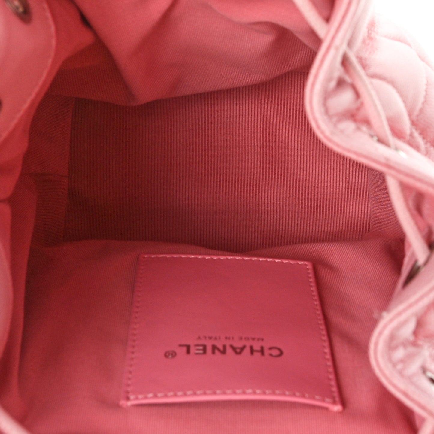 Shaded Caviar Quilted Lacquered CC My Everything Drawstring Backpack Pink