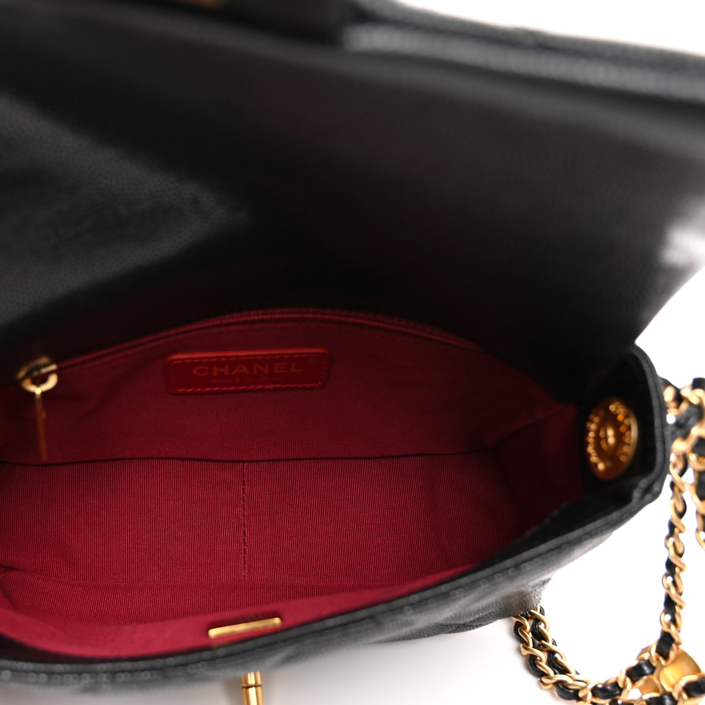 Caviar Quilted Small Twist Your Buttons Flap Black