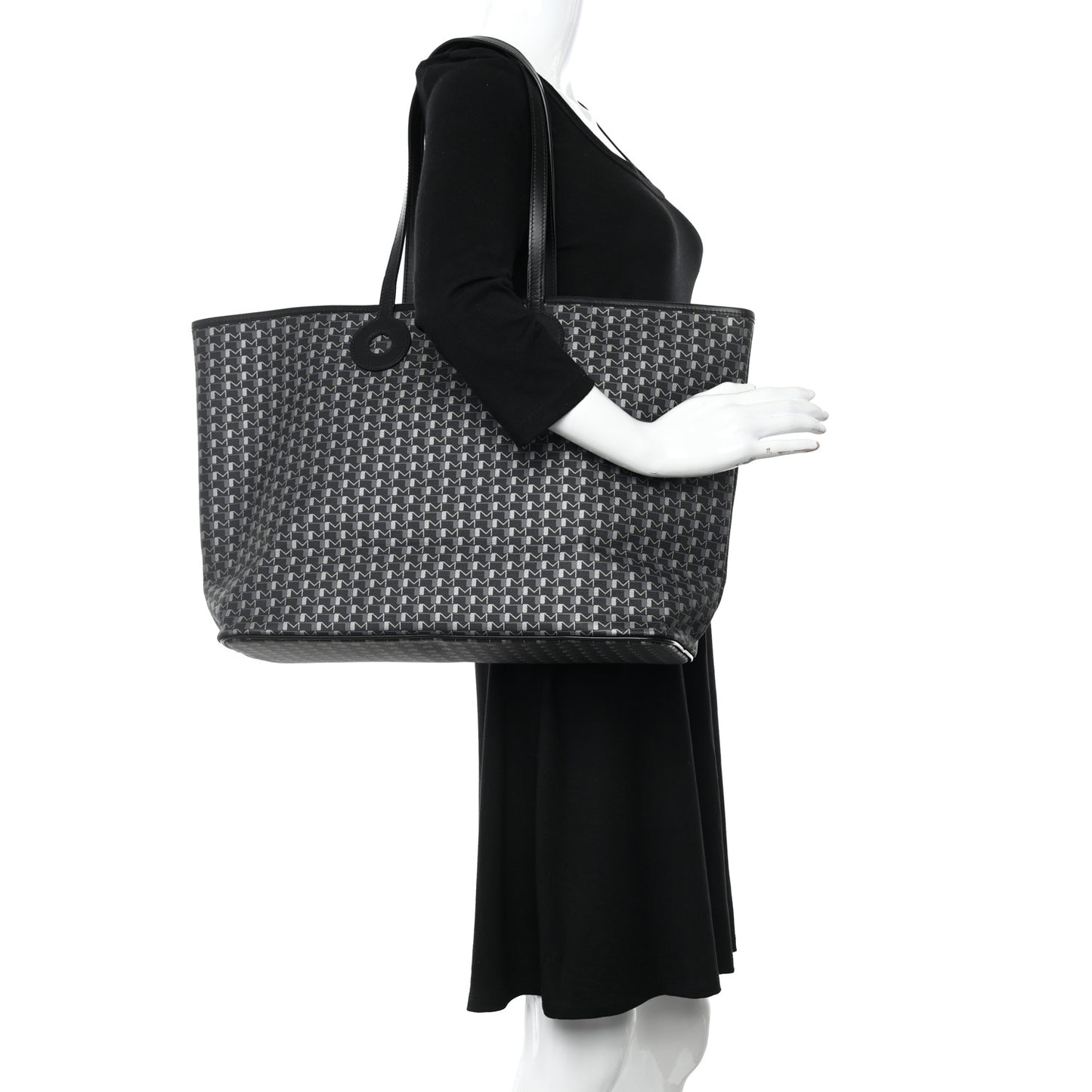 Grained Calfskin Canvas 1920 Oh! Tote Ruban GM Carbon Silver