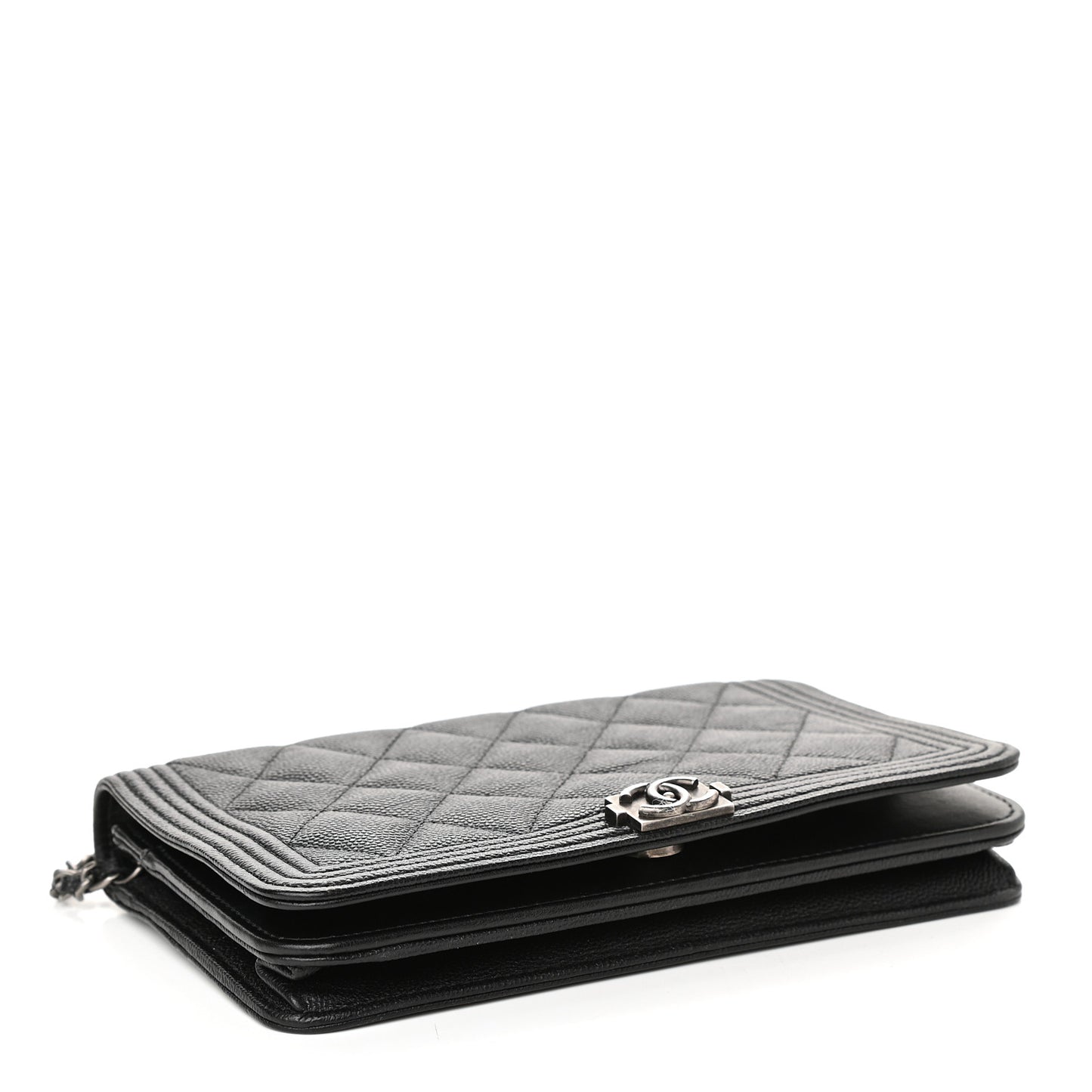 Caviar Quilted Boy Wallet On Chain WOC Black