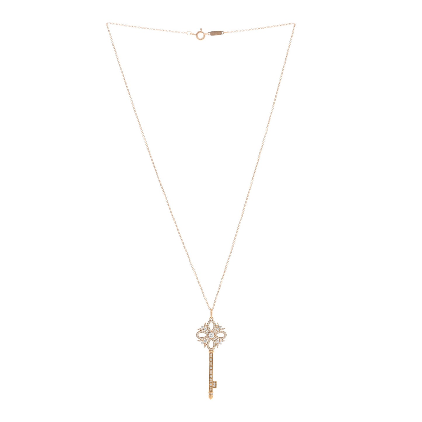 18K Rose Gold Diamond Medium Victoria Key Pendant Necklace