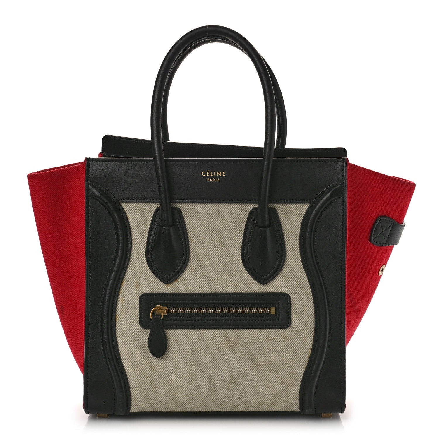 Celine Canvas Smooth Calfskin Micro Tri-Color Luggage Carmin 1 of 11