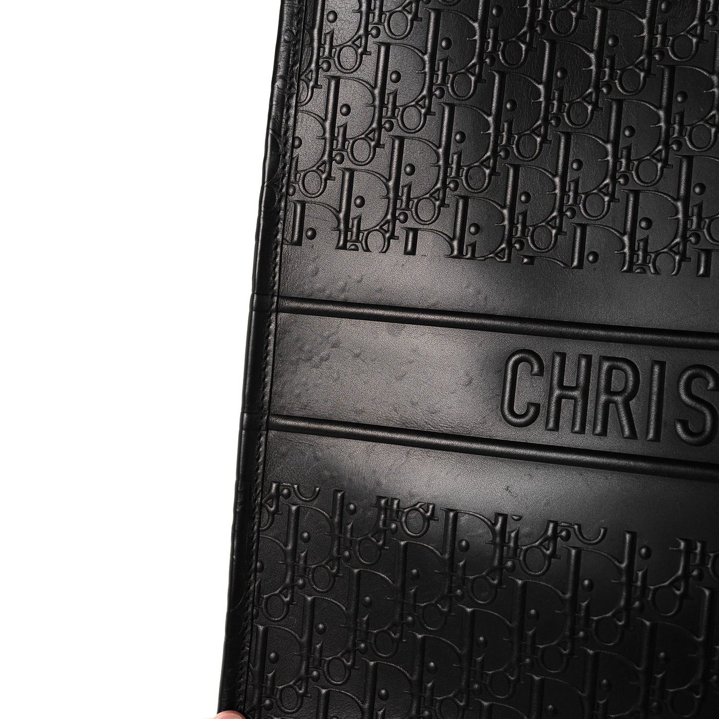Oblique Calfskin Embossed Large Book Tote Black