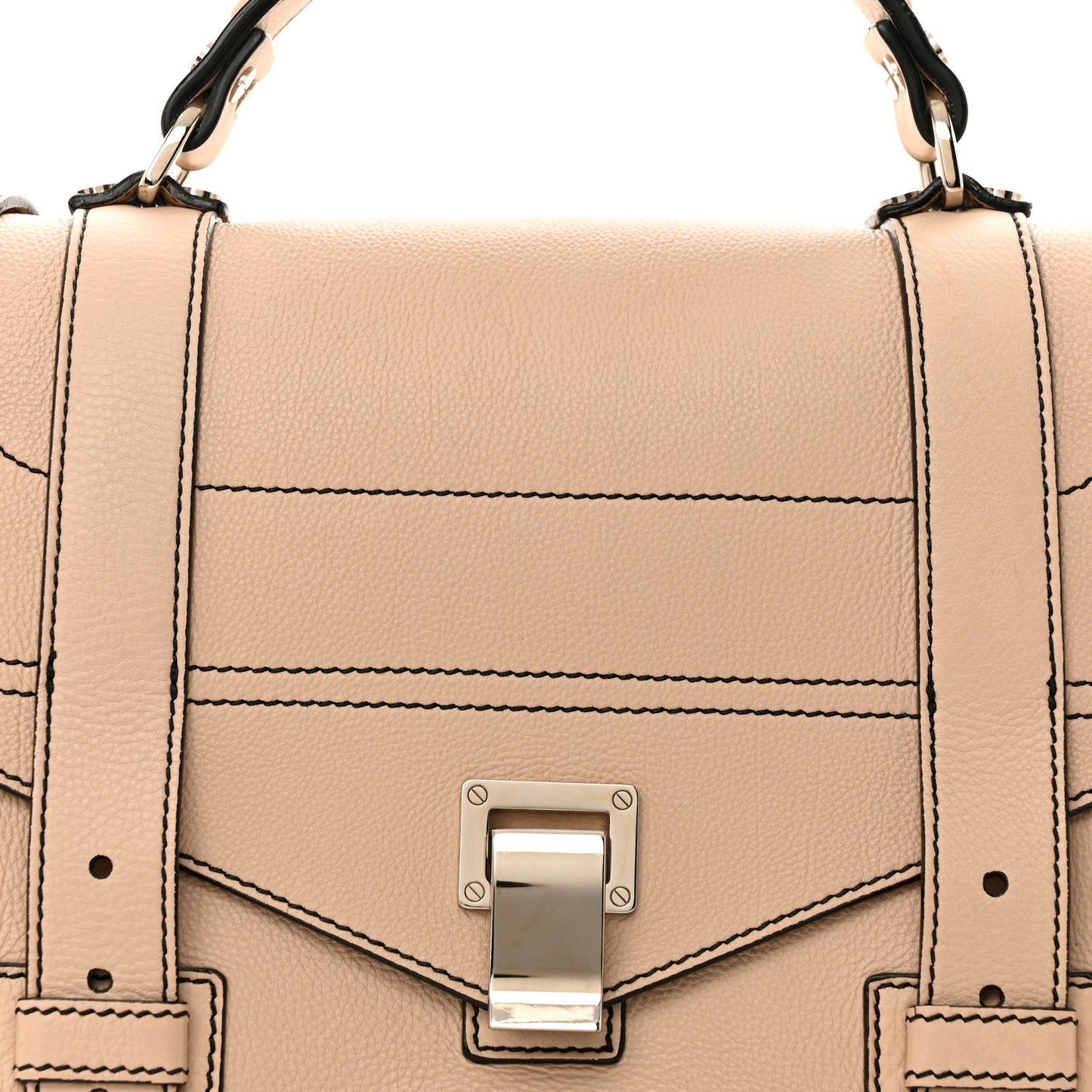 Grained Calfskin Medium Contrast Stitch PS1 Satchel Sand