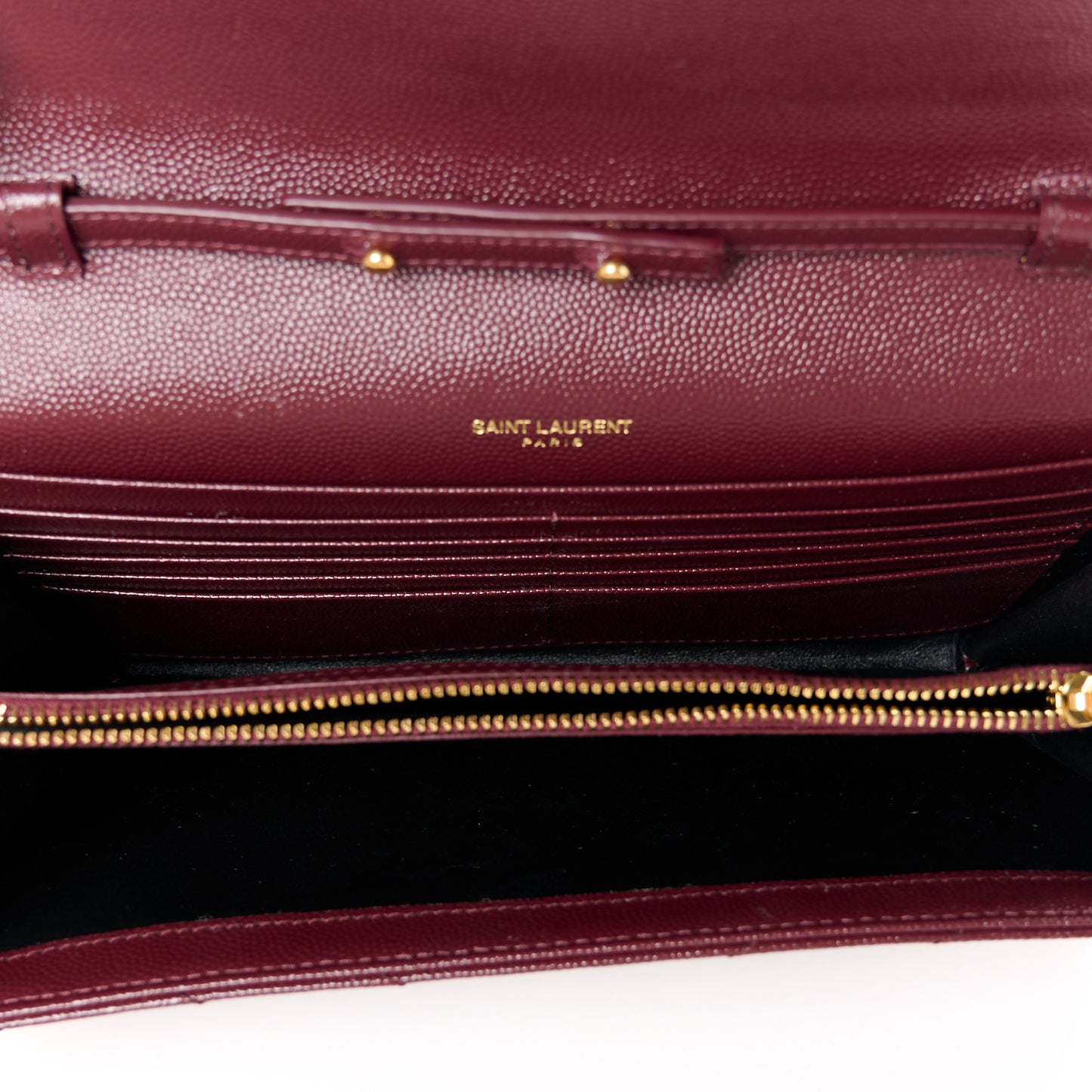 Grain De Poudre Matelasse Chevron Monogram Chain Wallet Rouge Legion