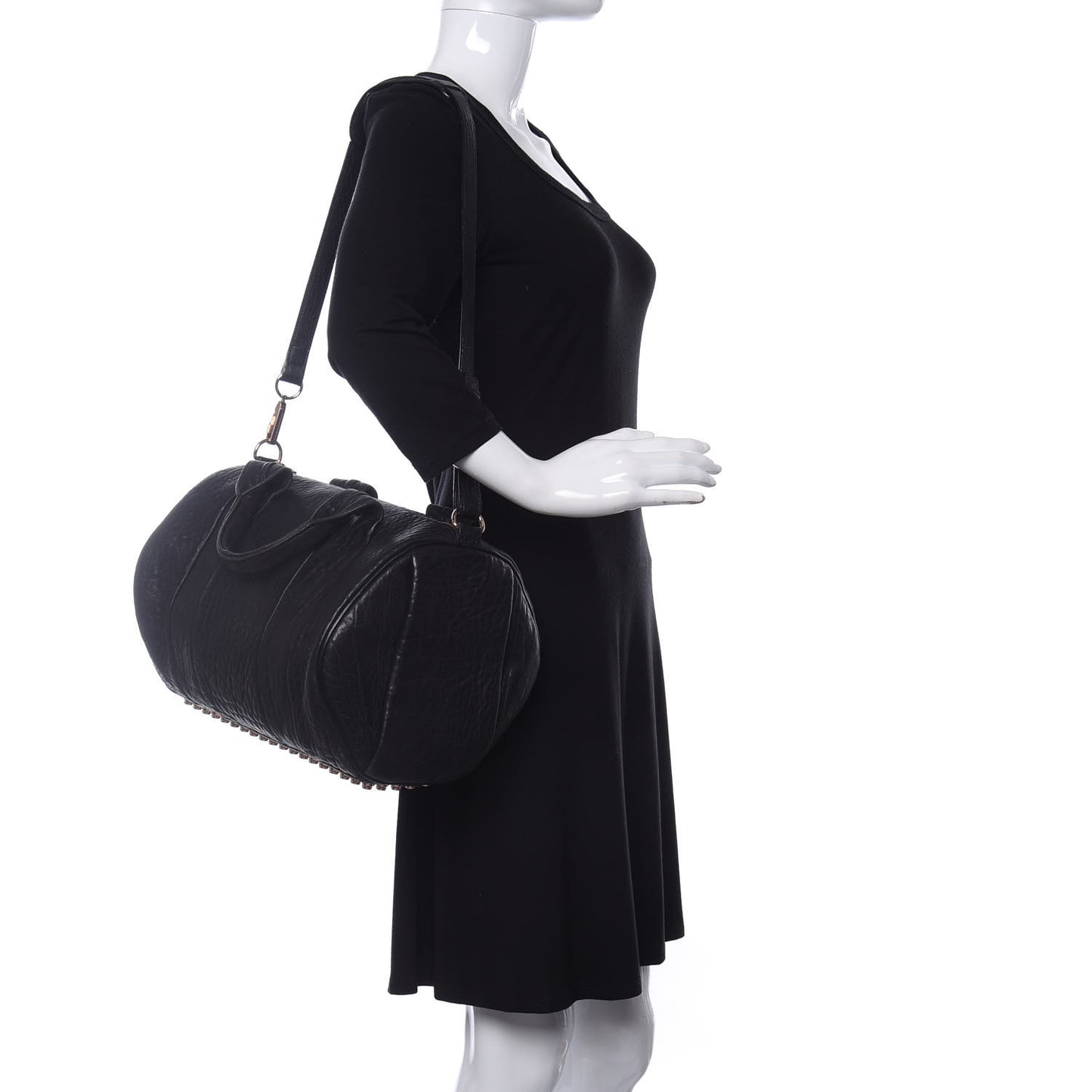 Pebbled Lambskin Rocco Black Rose Gold Hardware