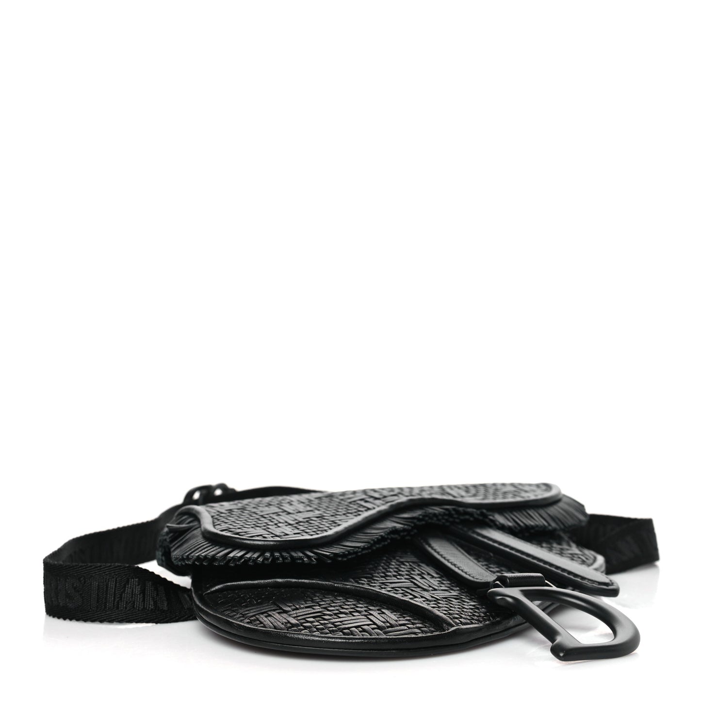 Calfskin Braided Saddle Belt Bag Black