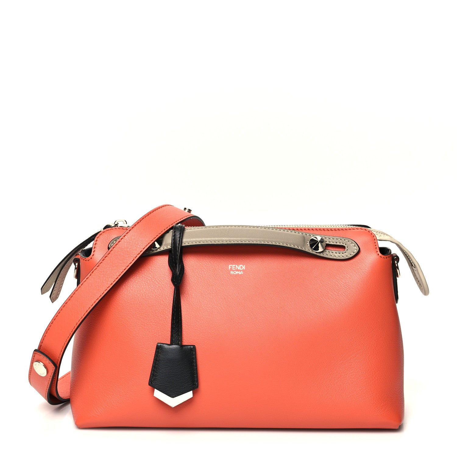 Fendi Vitello Dolce 4 Color Medium By The Way Boston Bag Pimento Black Multicolor 1 of 13