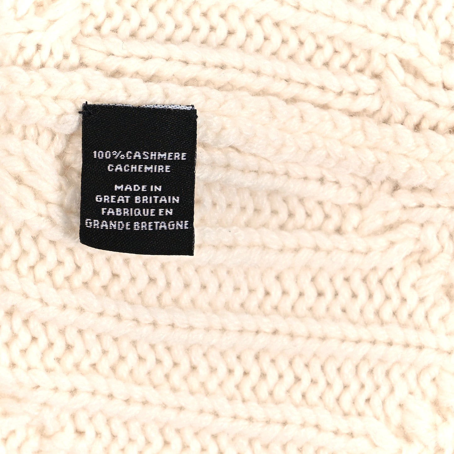 Cashmere Cable Knit Fingerless Gloves Ivory