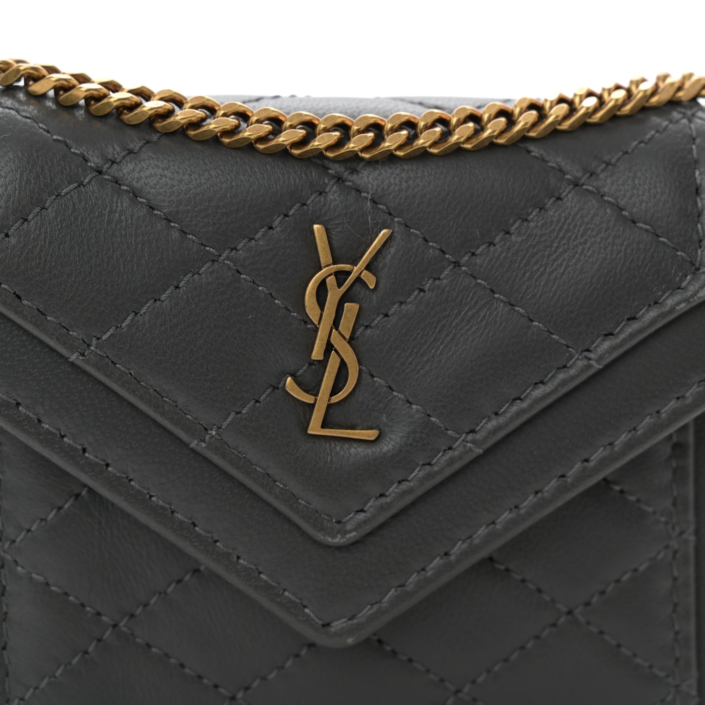 Lambskin Quilted Monogram Micro Gaby Crossbody Bag Storm
