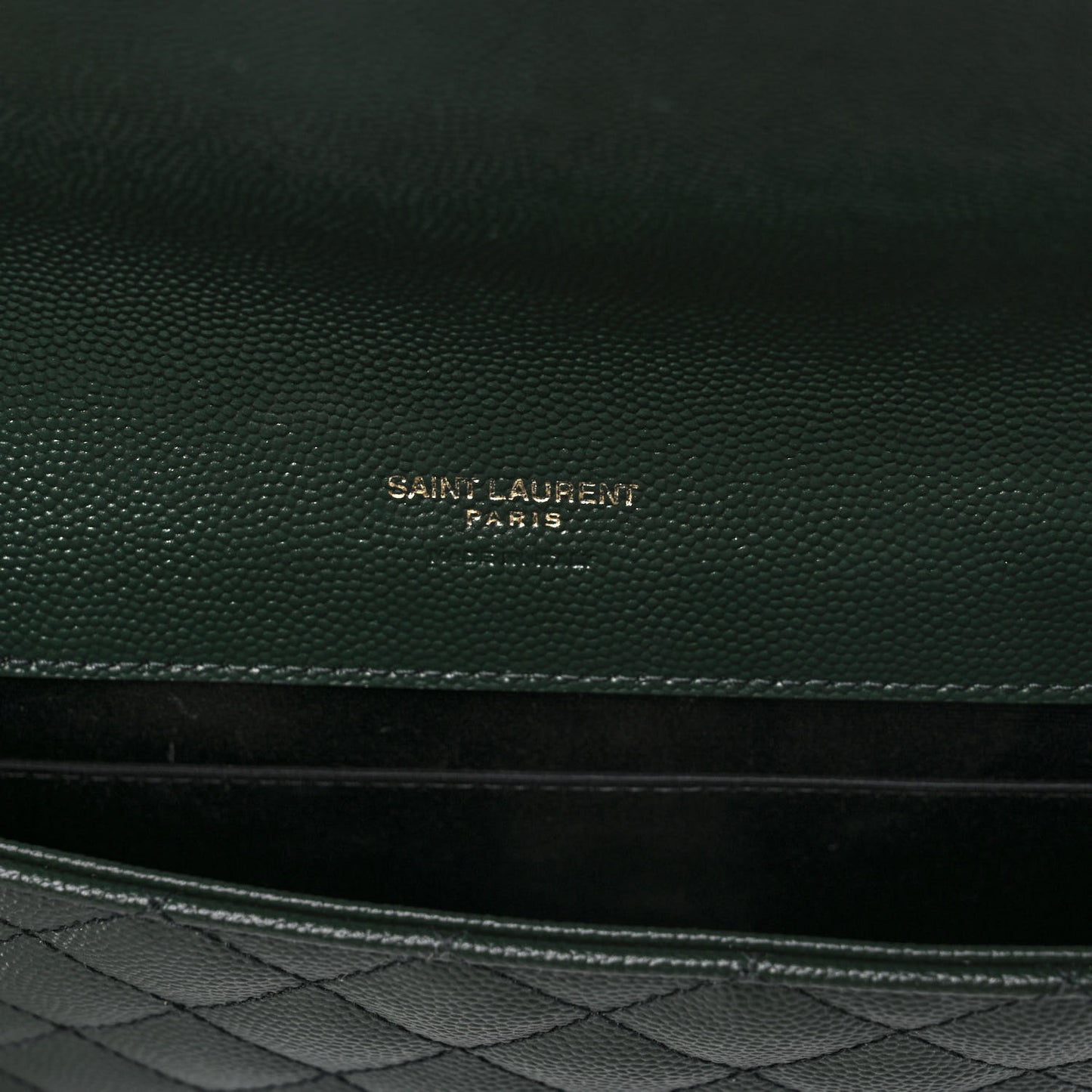 Grain De Poudre Textured Mixed Matelasse Triquilt Monogram Clutch Vert Fonce